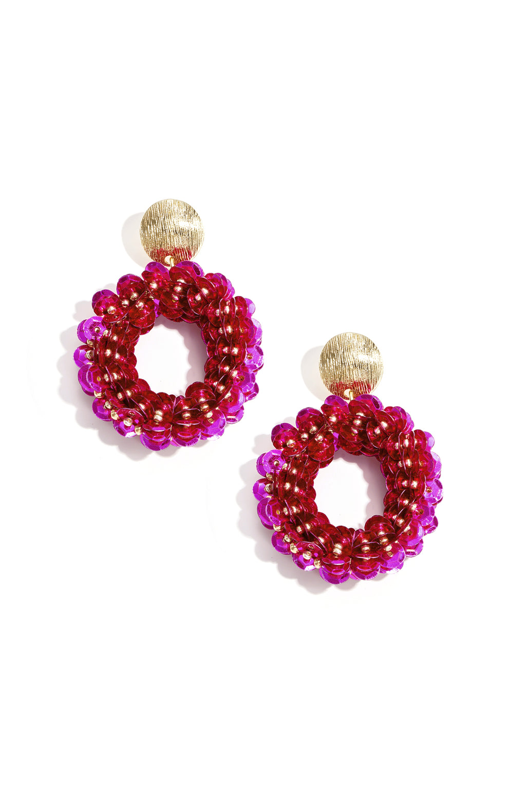 Circle Drop Earrings – Purple Glass & Alloy