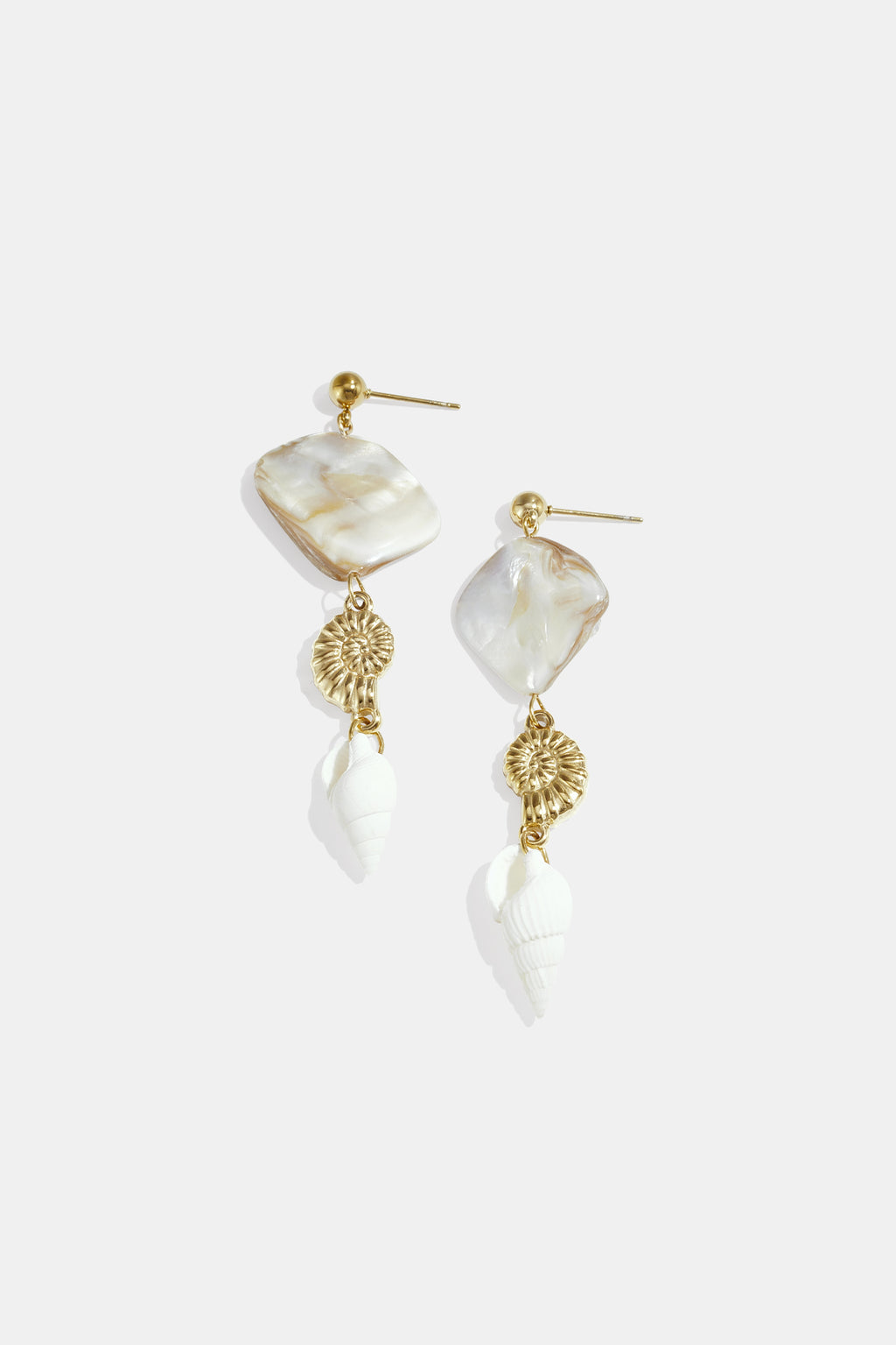 Shell Dangle Earrings – Gold-Plated Steel