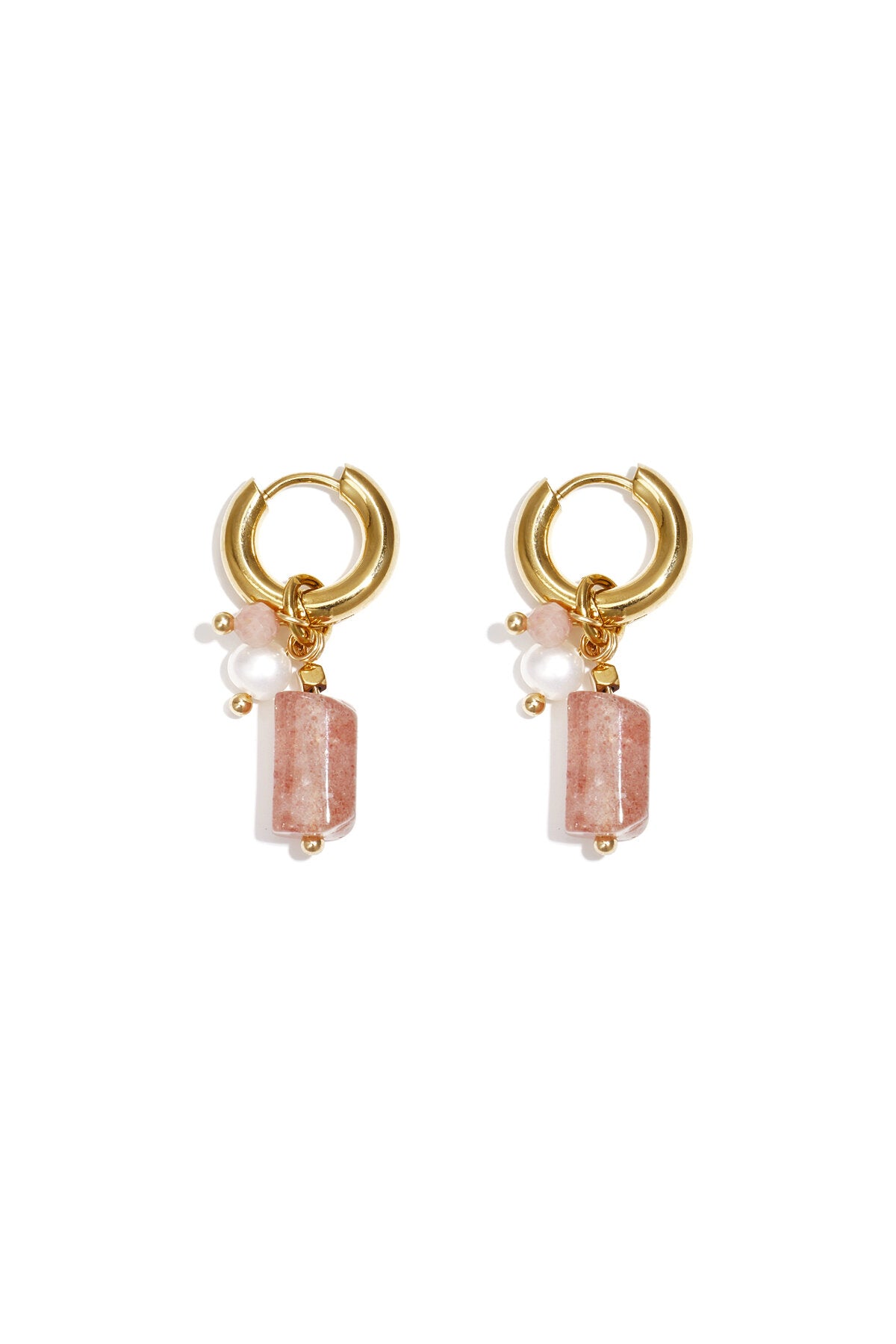 Elegant Pink & Gold Beaded Earrings for Spring