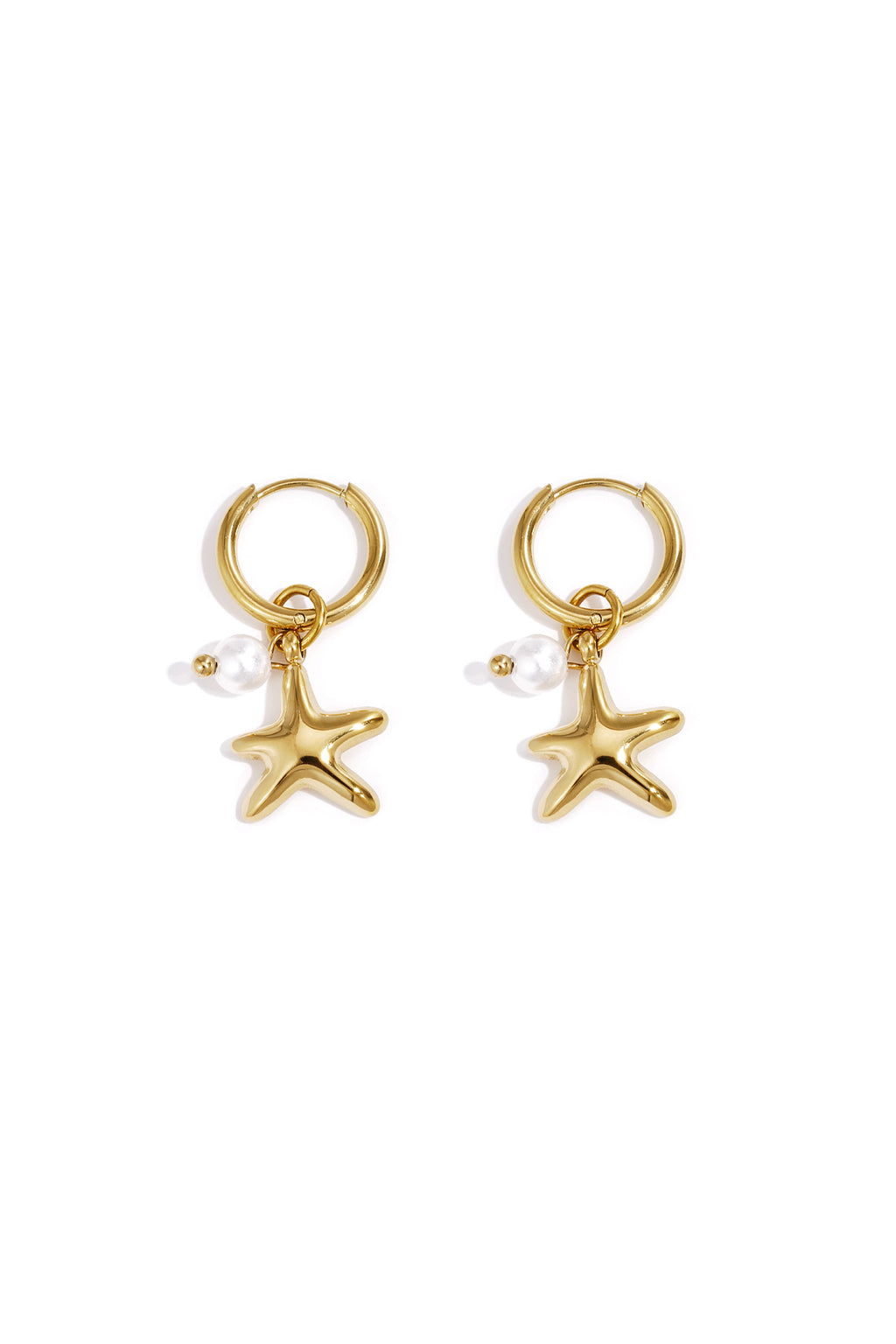 Starfish Drop Earrings – Gold-Plated Steel