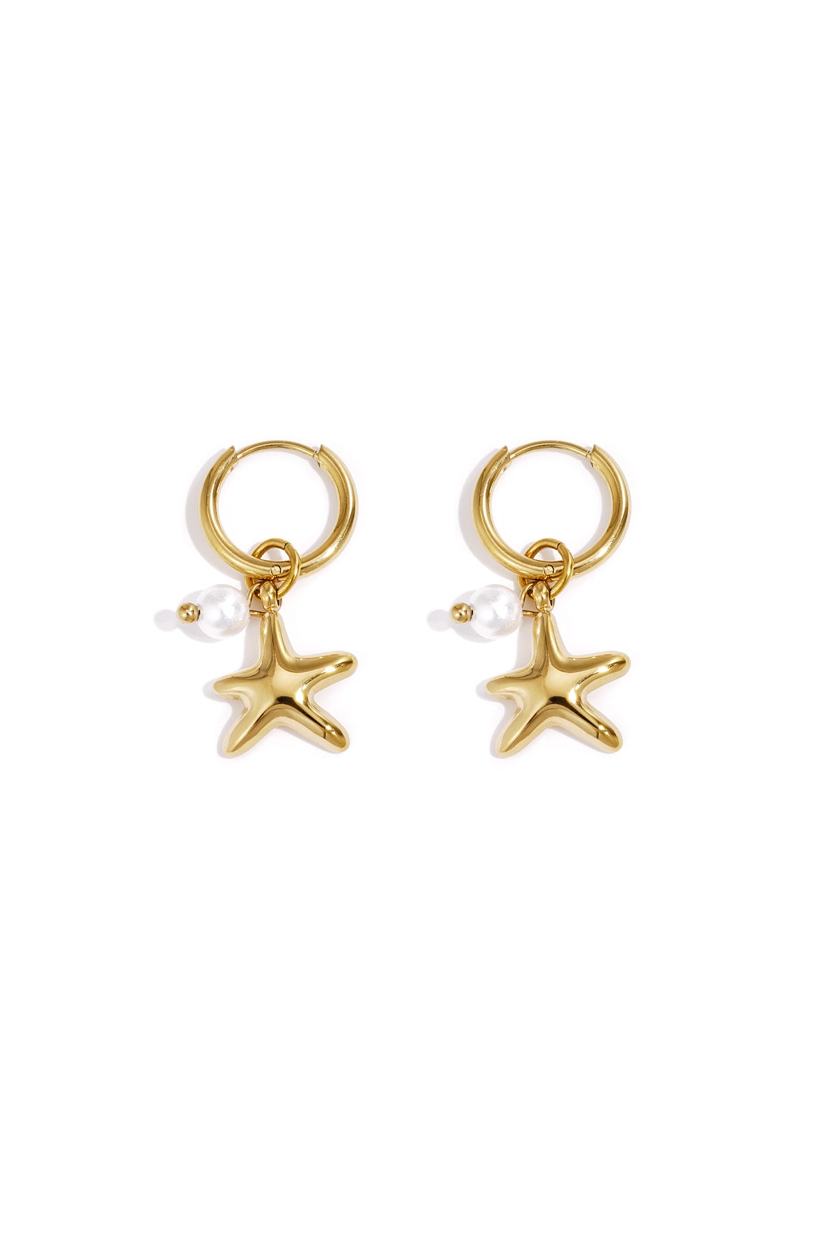 Starfish Drop Earrings – Gold-Plated Steel