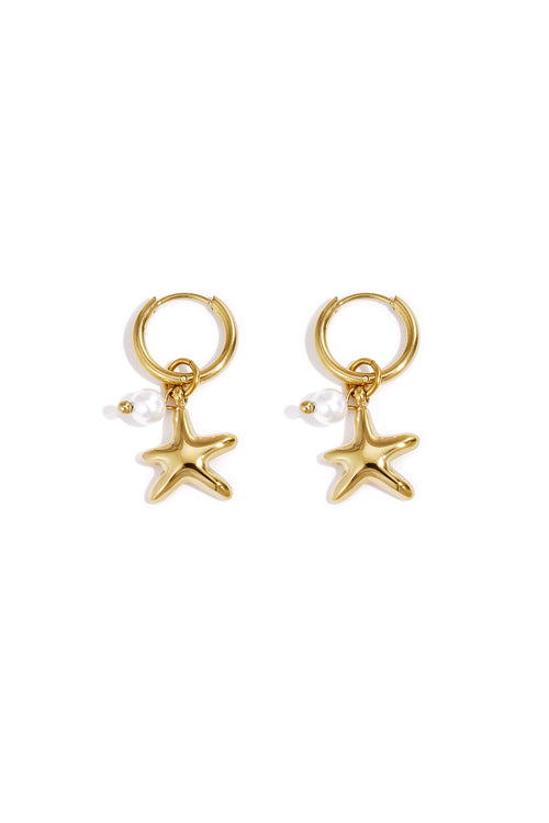 Starfish Drop Earrings – Gold-Plated Steel