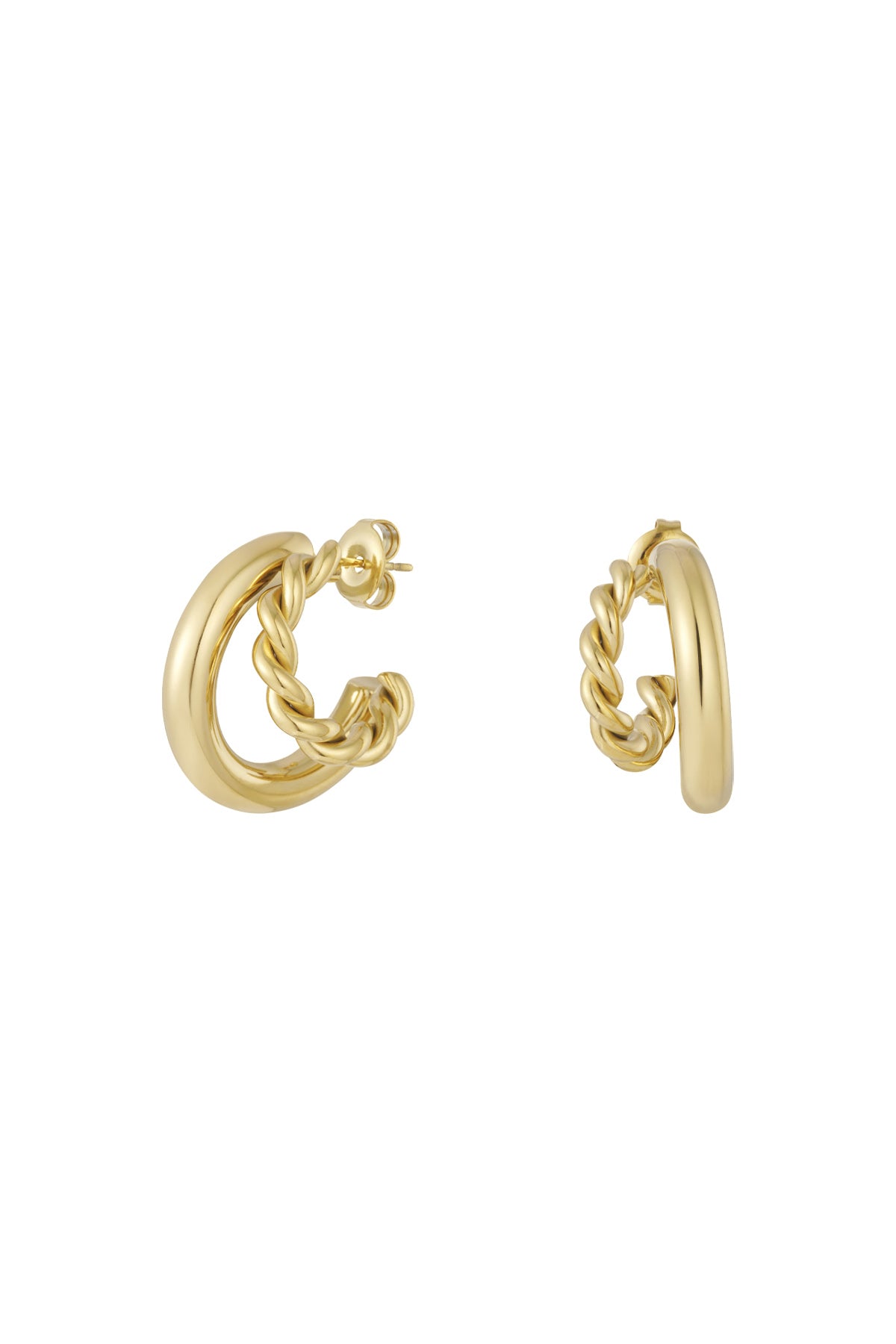 Irregular Shape Hoop Earrings – Gold-Plated Steel