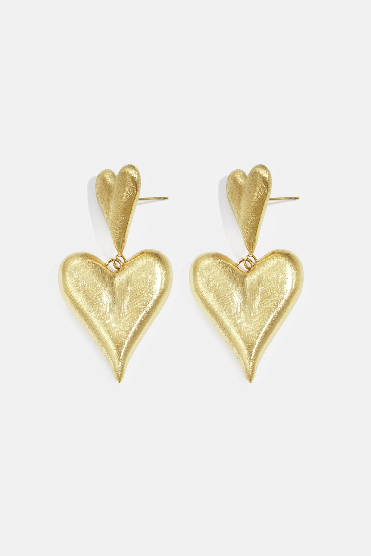 Heart Drop Earrings – Gold-Plated Steel