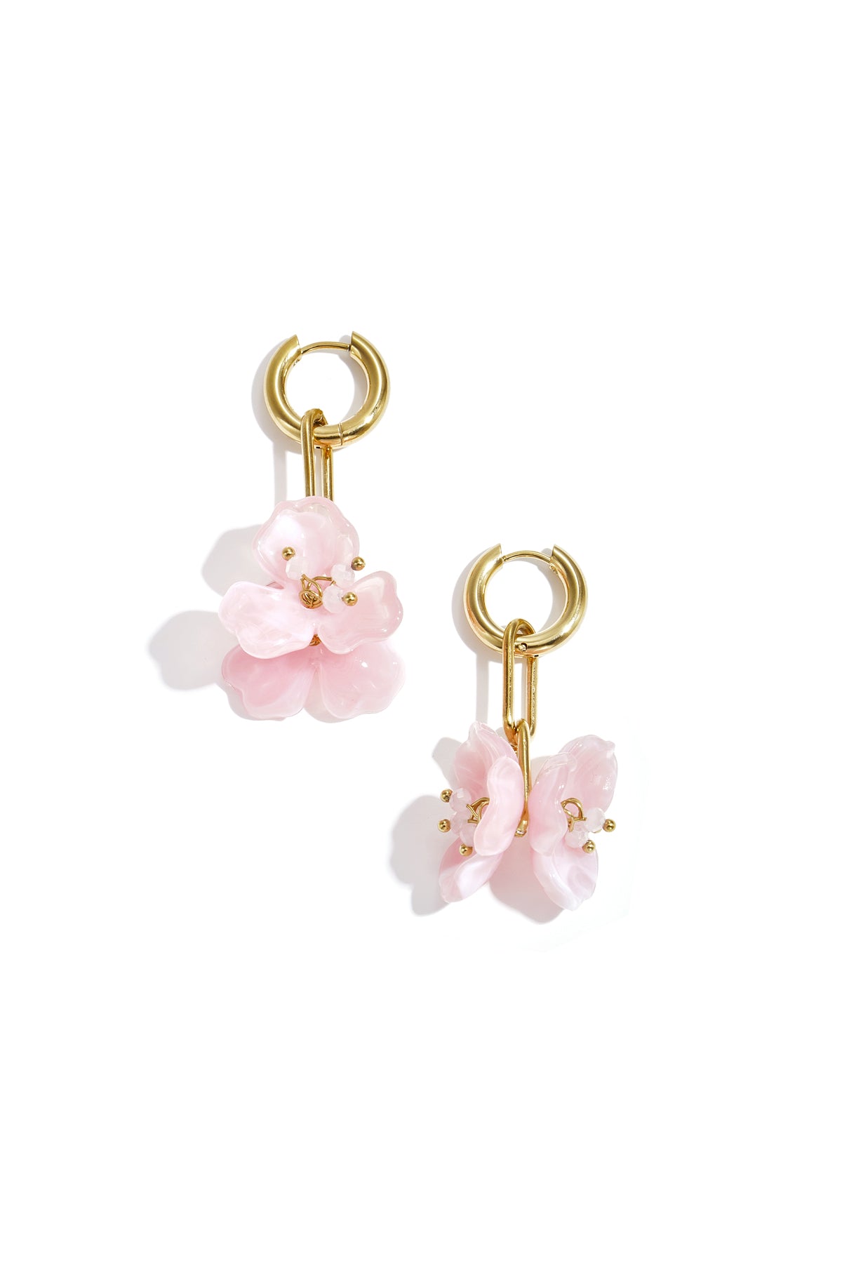 Flower Drop Earrings – Pink Steel & Acrylic
