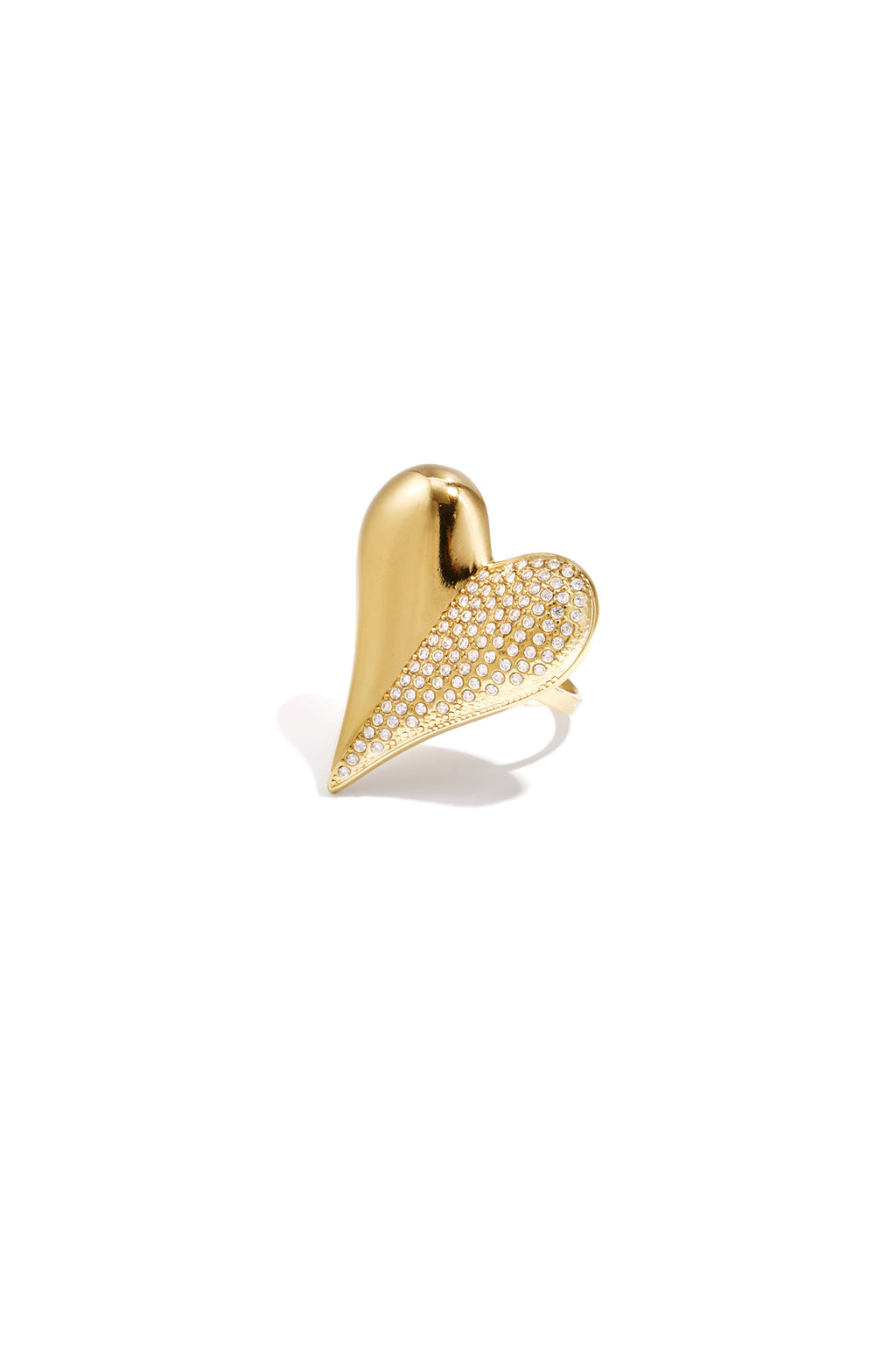 Heart Statement Ring – Gold-Plated Steel & Rhinestones