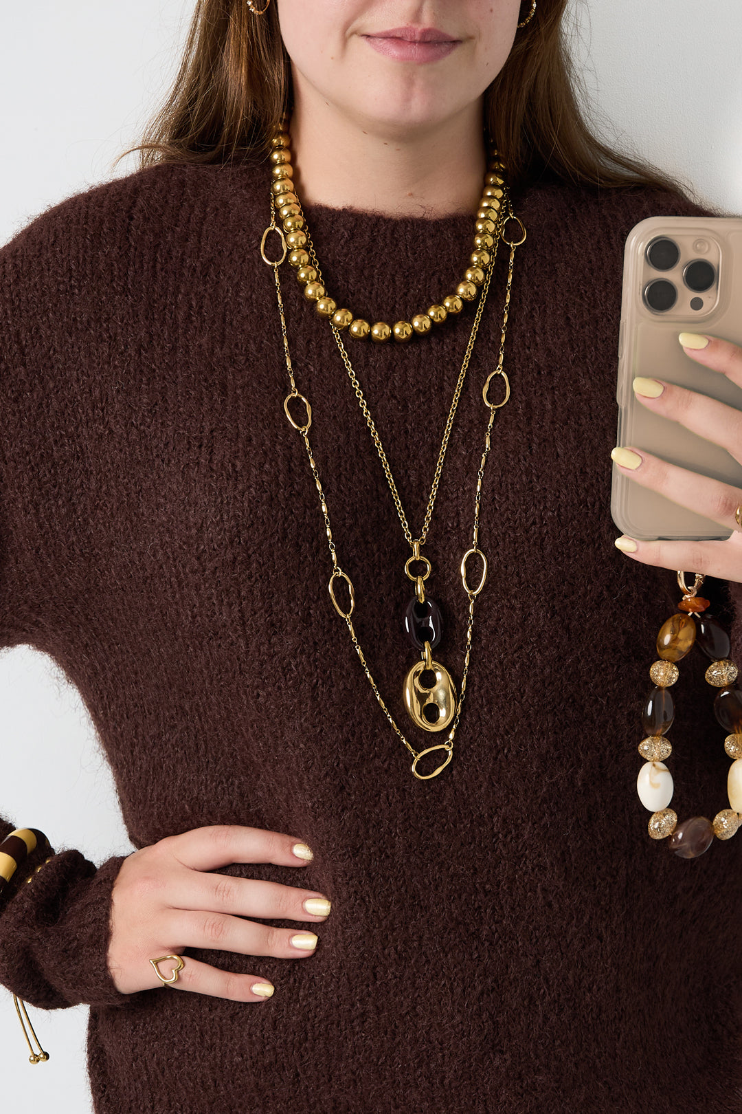 Stainless Steel Long Necklaces Irregular Shape Simple Daily Simple Series Women's jewelry