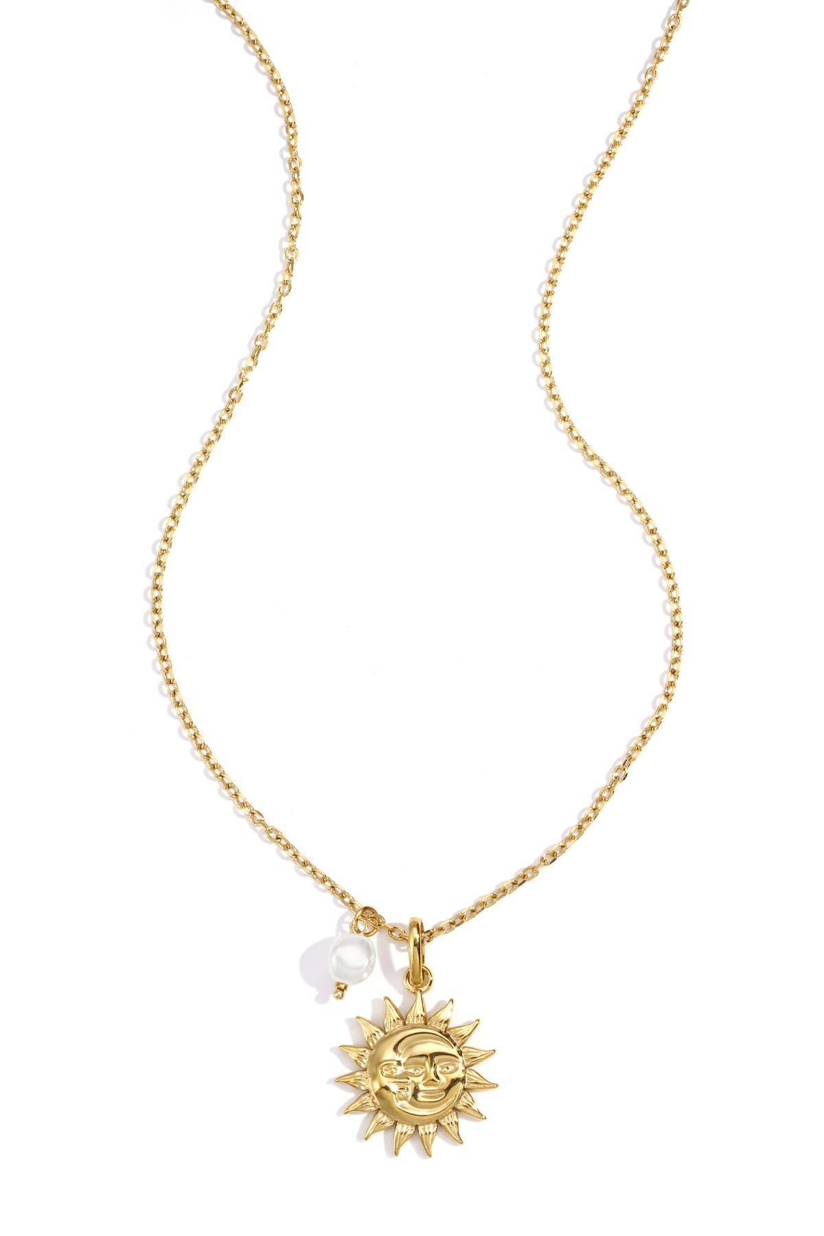 Sun Pendant Necklace – Gold-Plated Steel