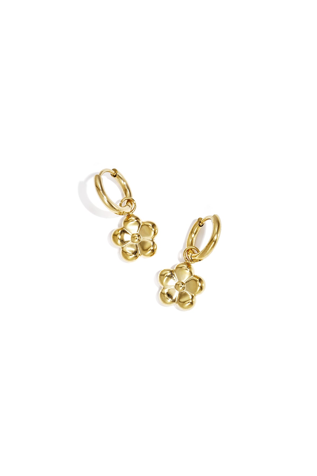 Flower Drop Earrings – Gold-Plated Steel