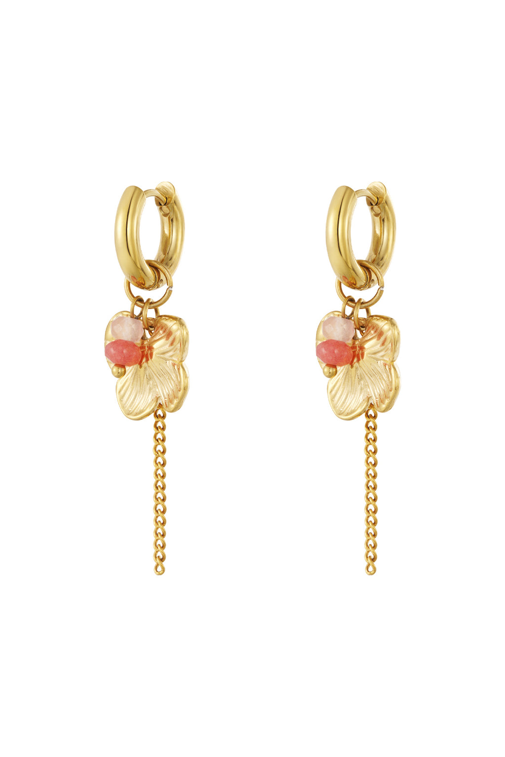 Flower Drop Earrings – Gold-Plated Steel