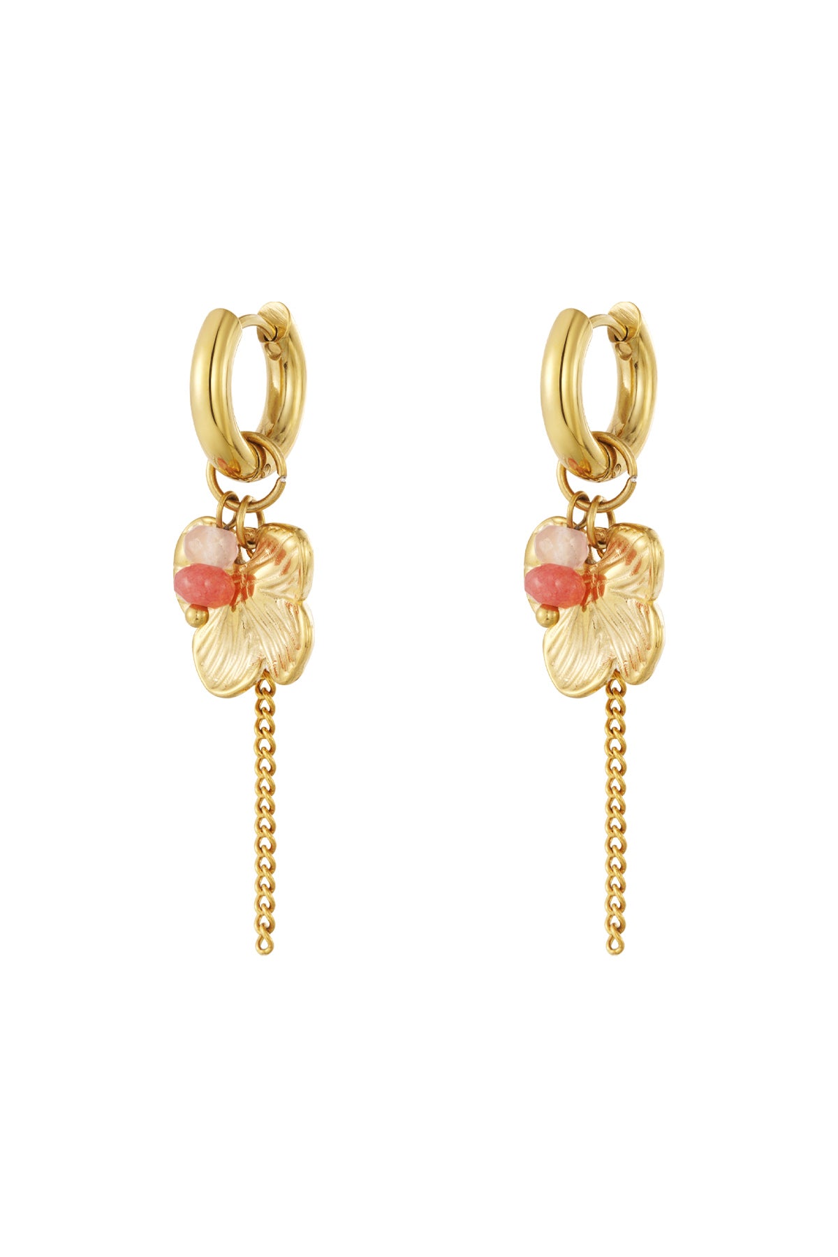 Flower Drop Earrings – Gold-Plated Steel