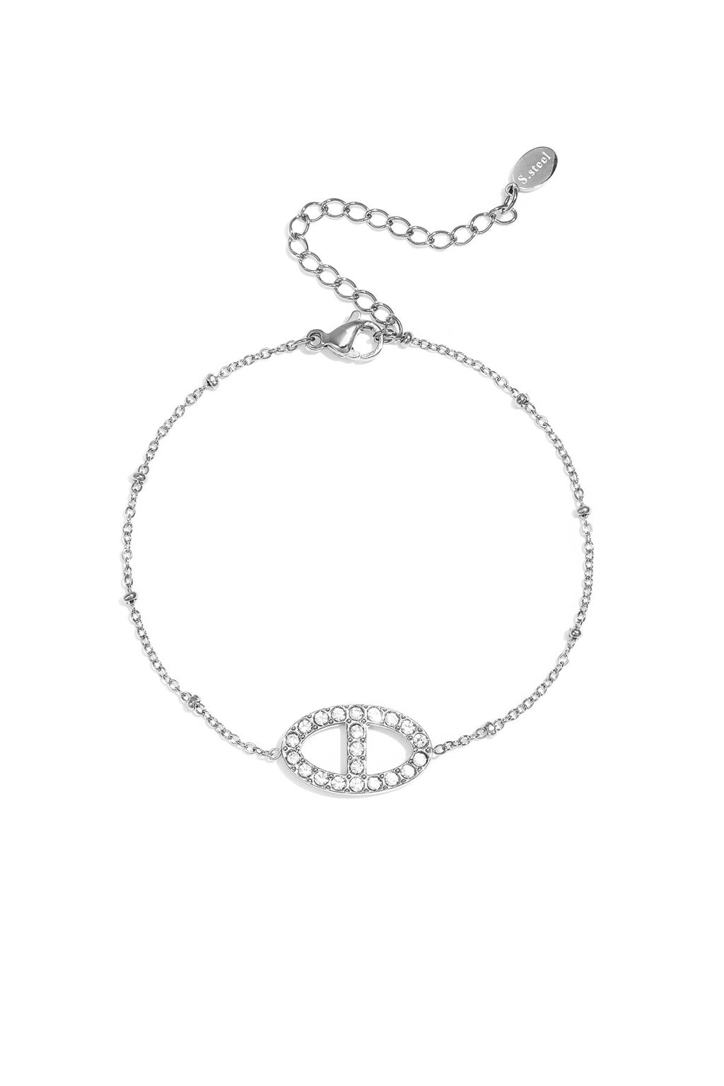 Elegant Heart Charm Bracelet in Silver & Gold