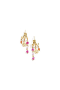 Triple earrings with flower charm and beads