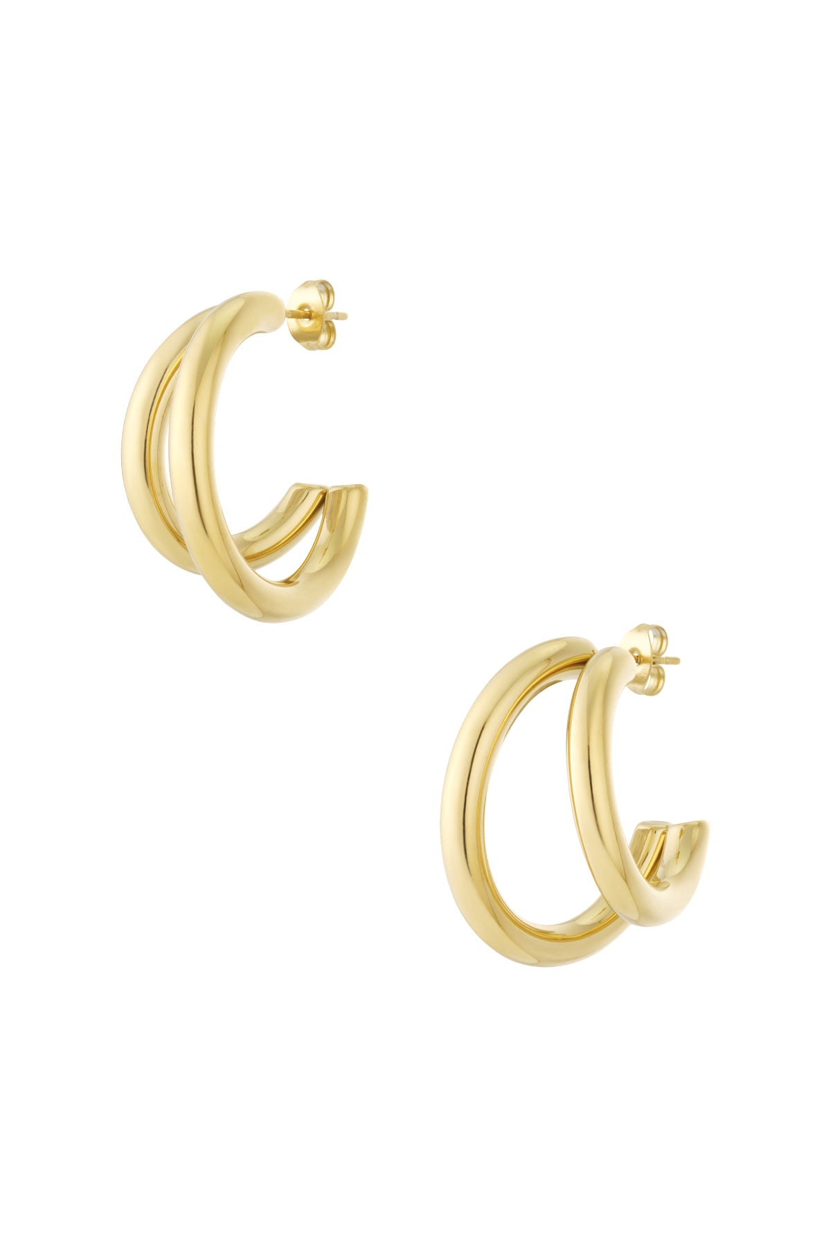 Irregular Shape Hoop Earrings – Gold-Plated Steel