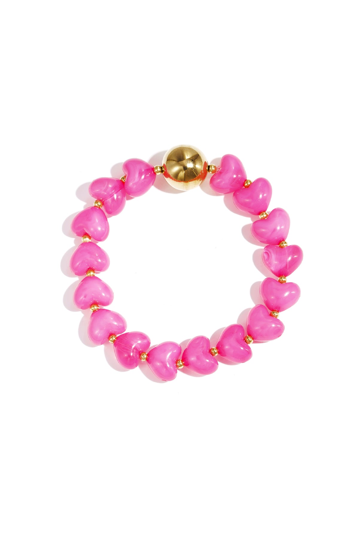 Heart Beaded Bracelet – Light Pink Acrylic & Steel