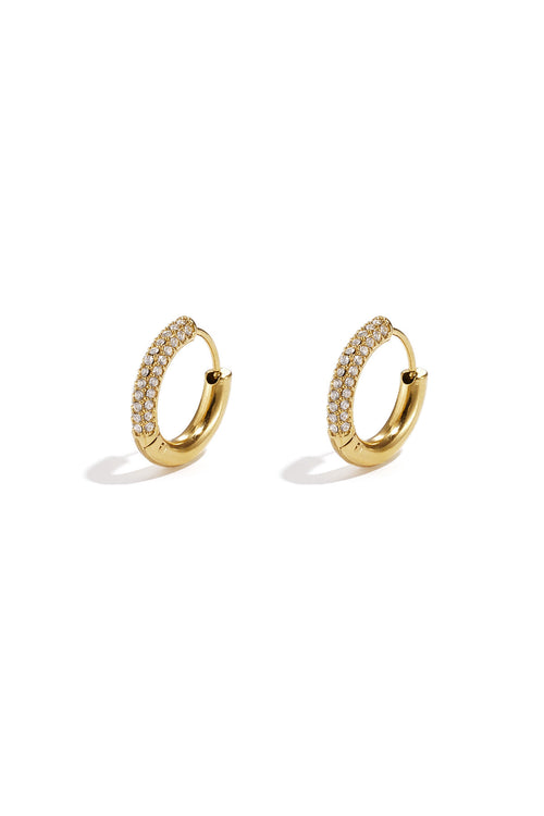 Elegant Rhinestone Hoop Earrings - Silver & Gold