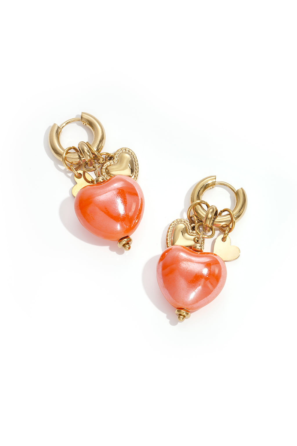 Heart Drop Earrings – Pink Steel