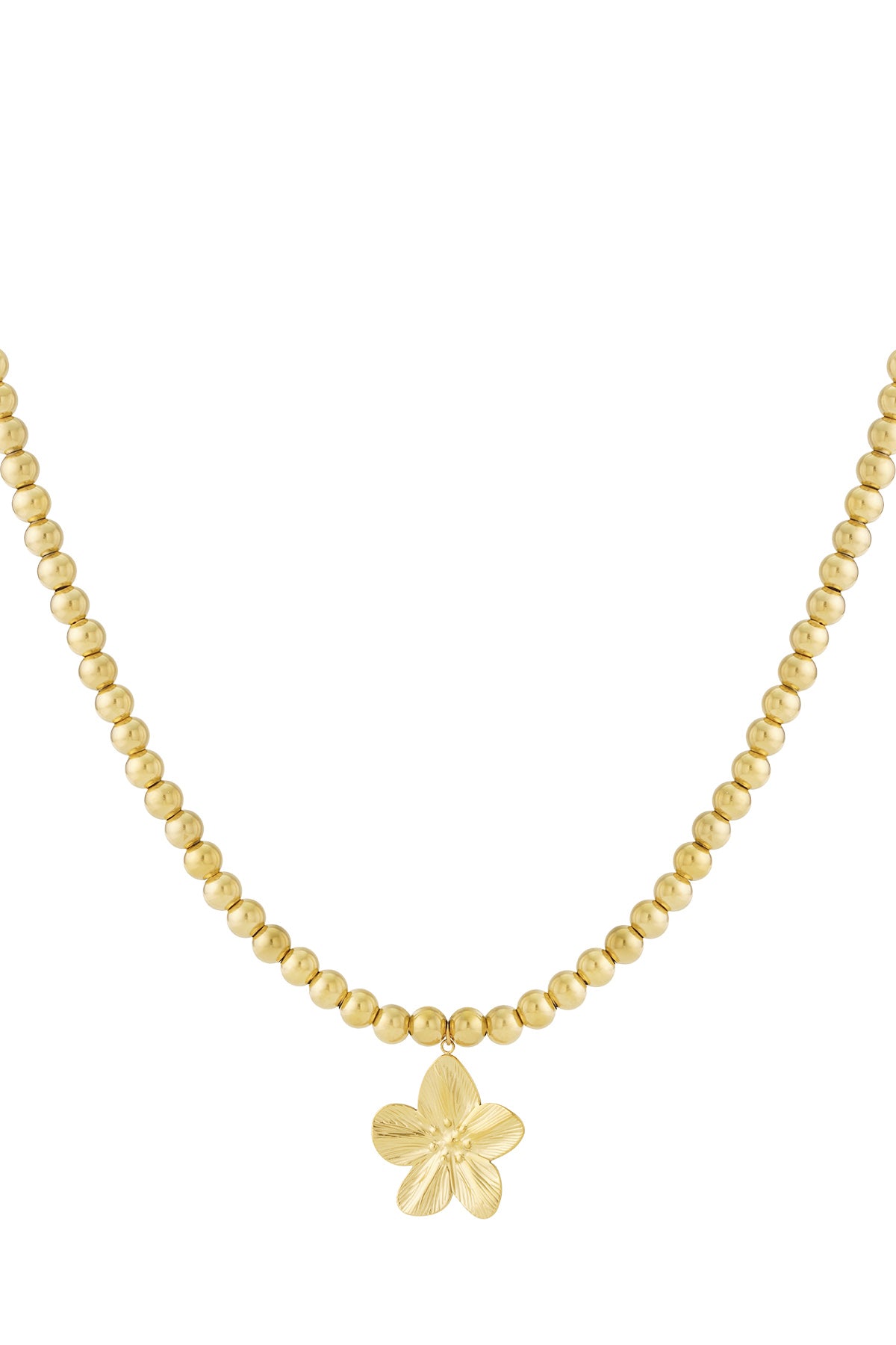 Elegant Flower Short Necklace, Silver & Gold