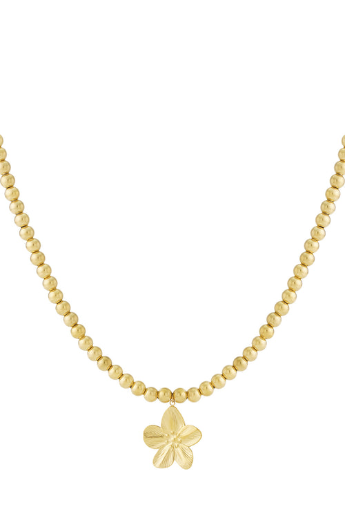 Elegant Flower Short Necklace, Silver & Gold