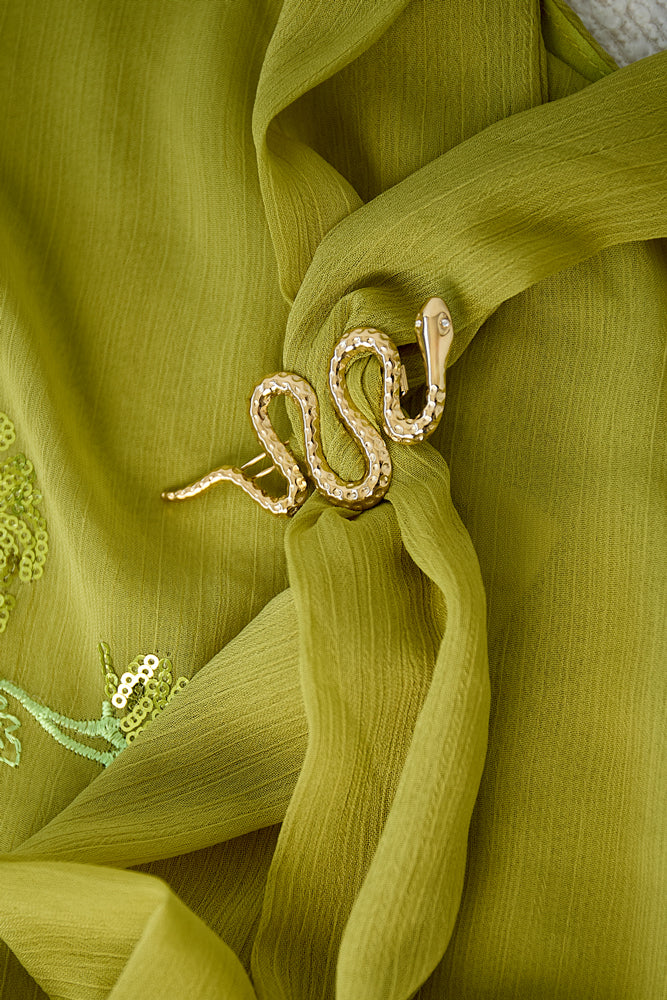 Brooch hairpin snake with stones