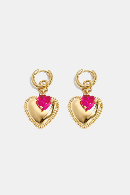 Elegant Rose Red & Baby Blue Heart Drop Earrings