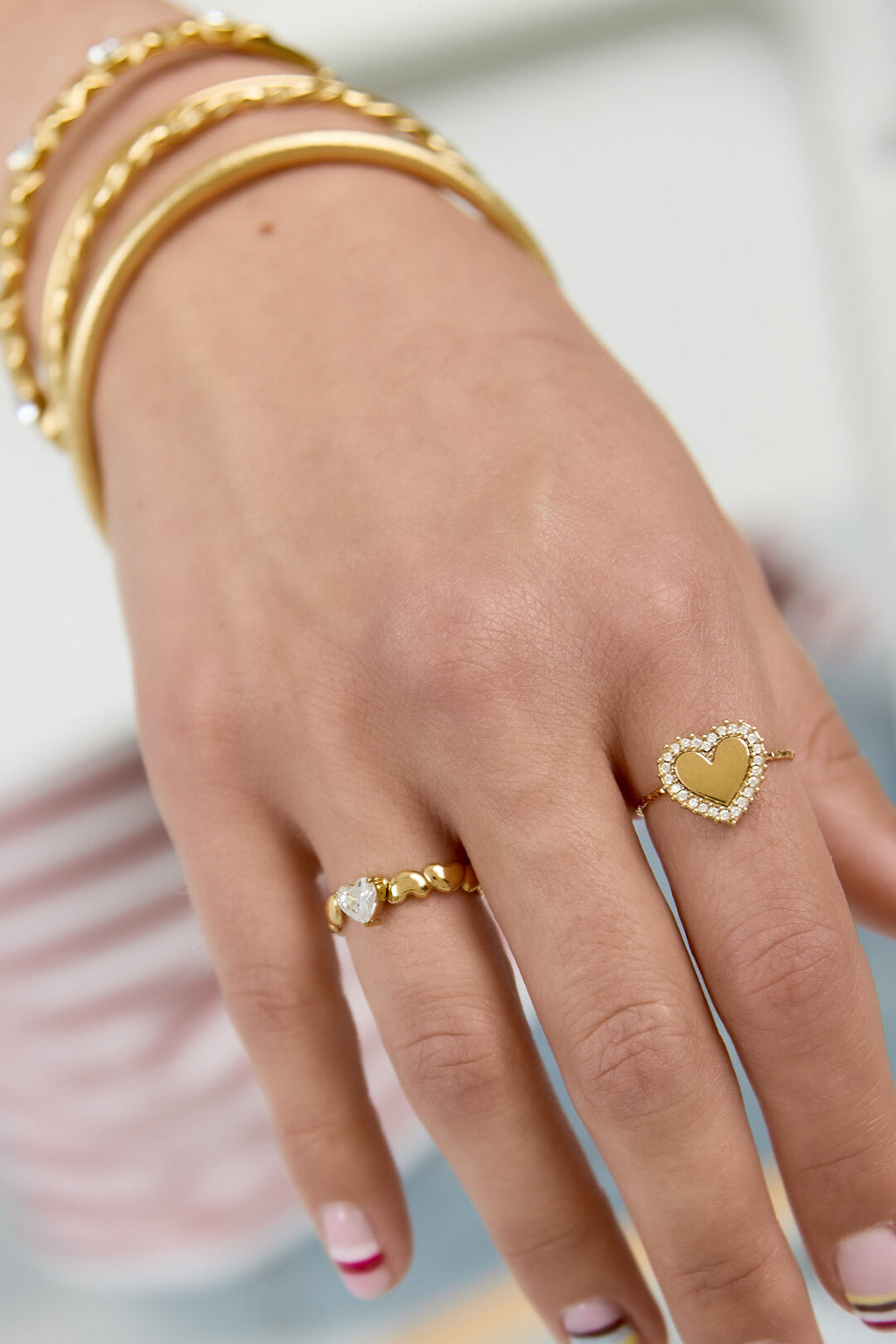 Elegant Adjustable Heart Zircon Ring