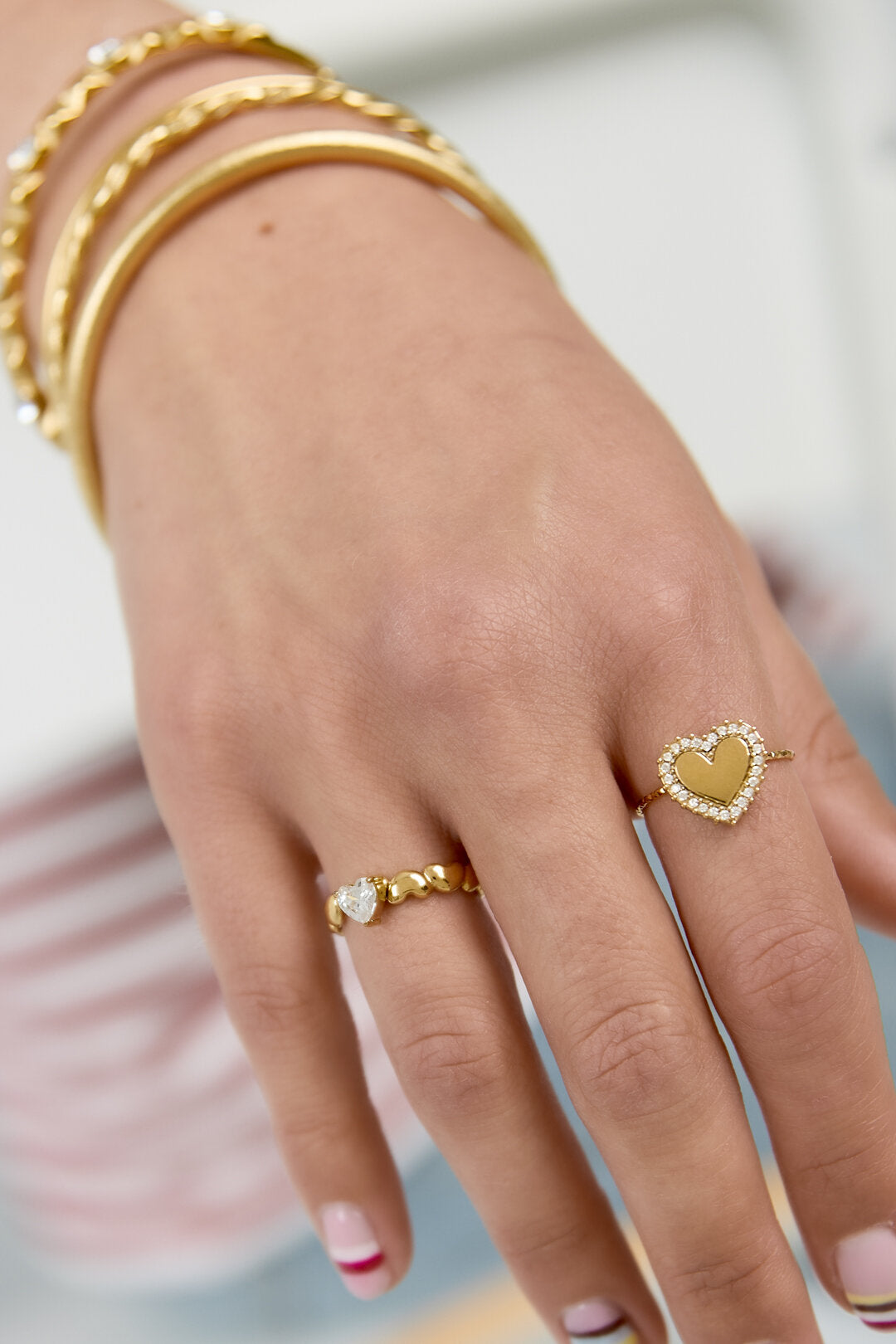 Elegant Adjustable Heart Zircon Ring