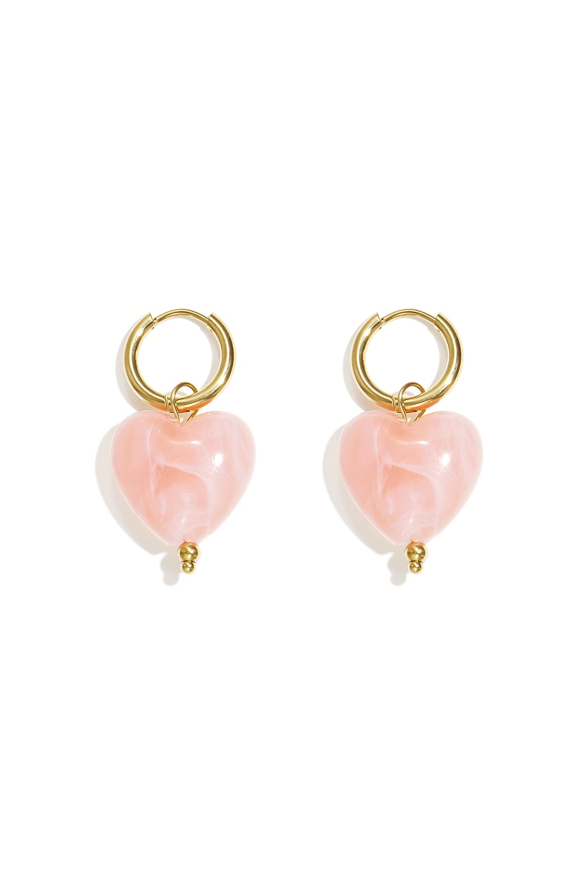 Heart Drop Earrings – Light Pink Steel & Acrylic