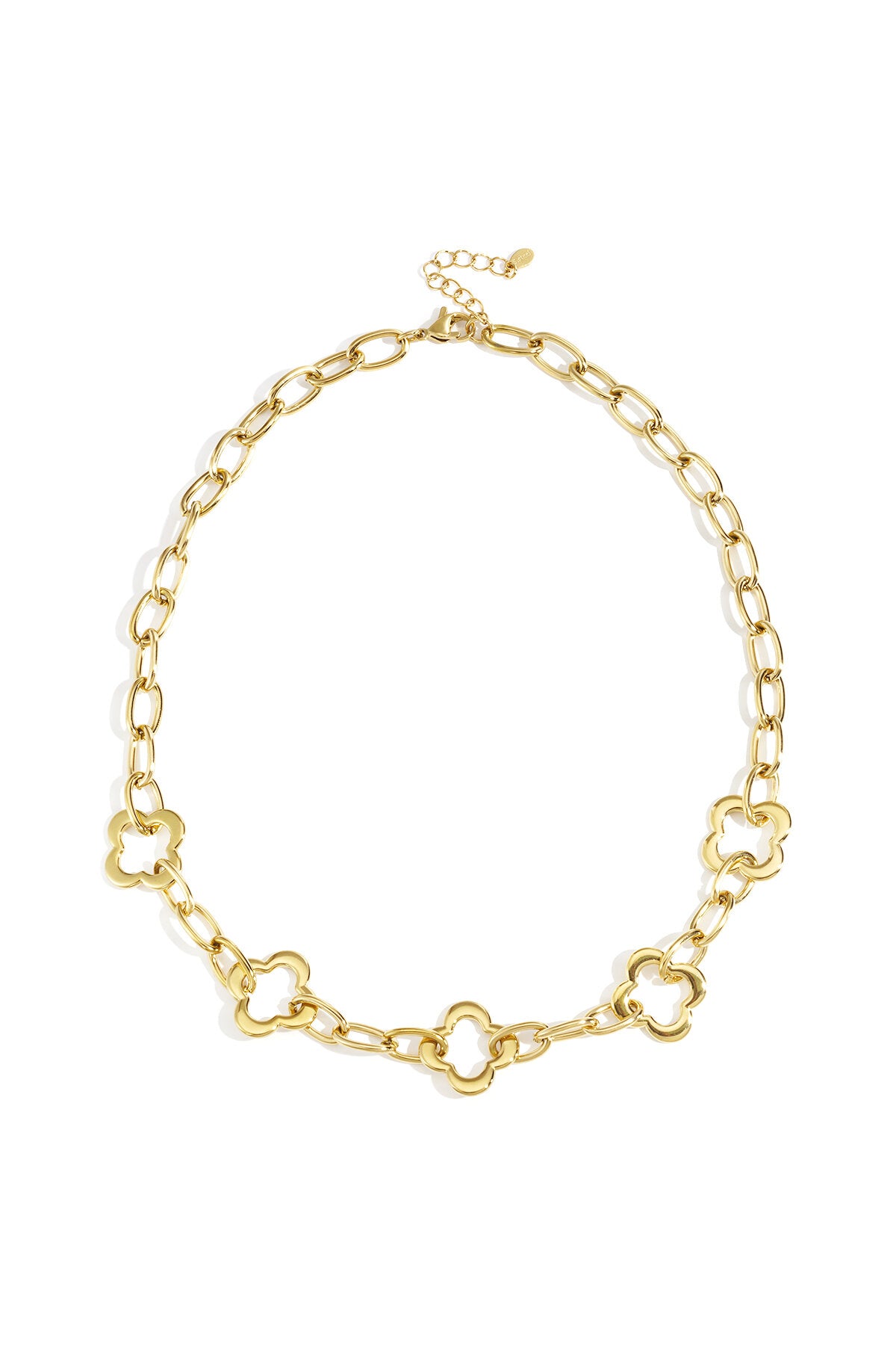 Elegant Gold & Silver Clover Chain Necklace