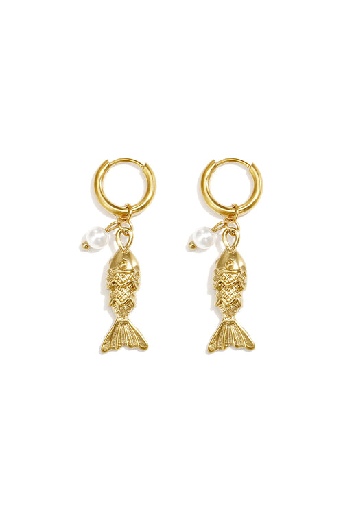 Stainless Steel Drop Earrings Fish Simple Daily Simple Series Women's jewelry