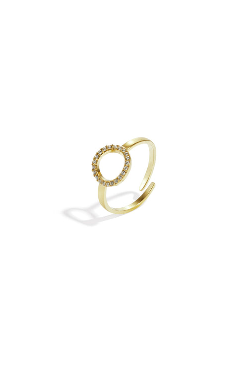 Circle Minimalist Ring – Gold-Plated Steel & Rhinestones