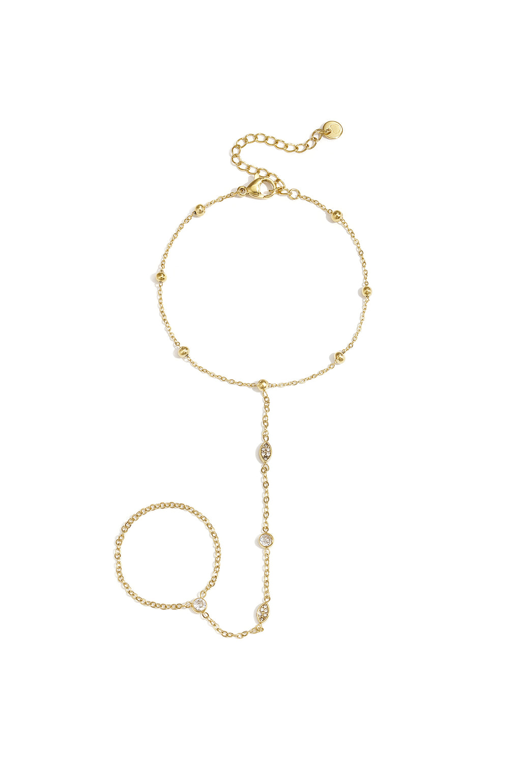Hand chain with oval and round stones