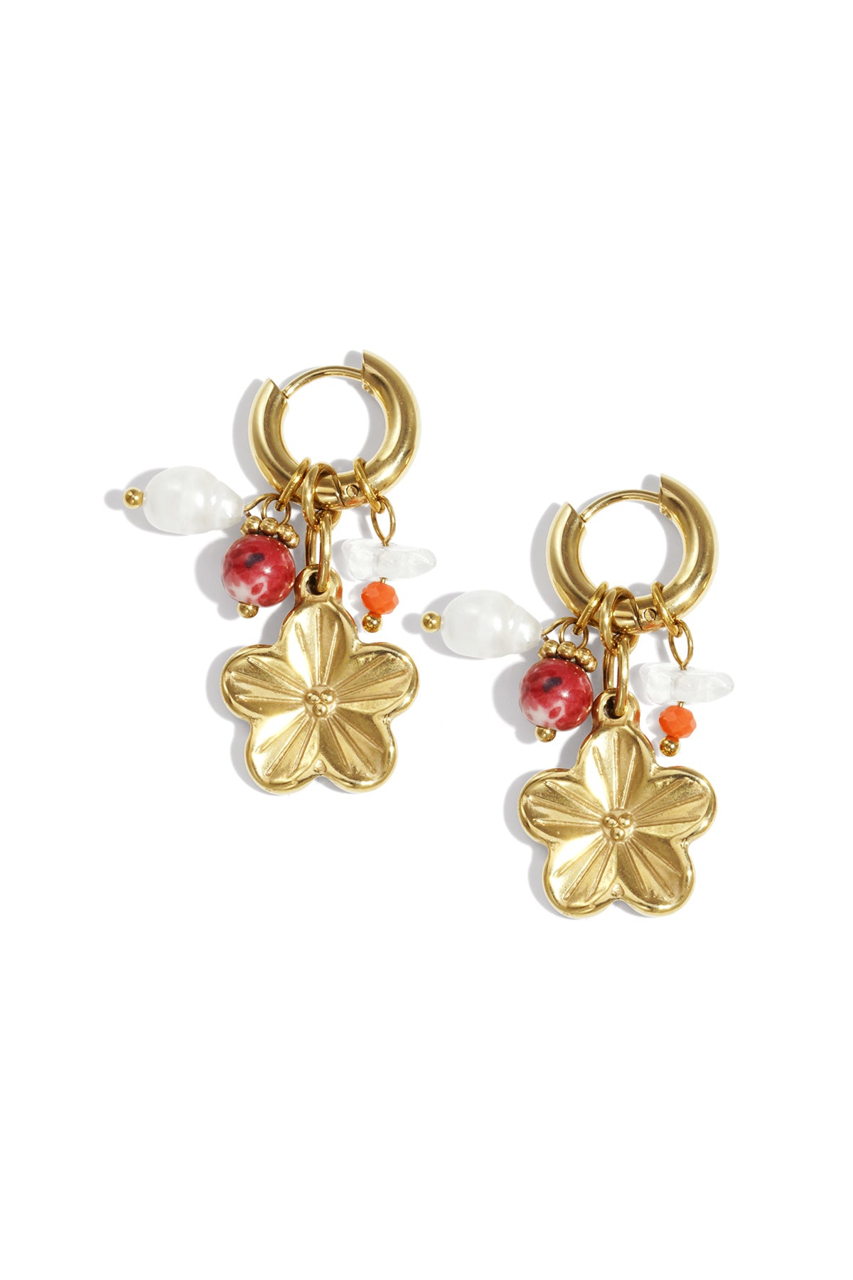 Flower Drop Earrings – Gold-Plated Steel