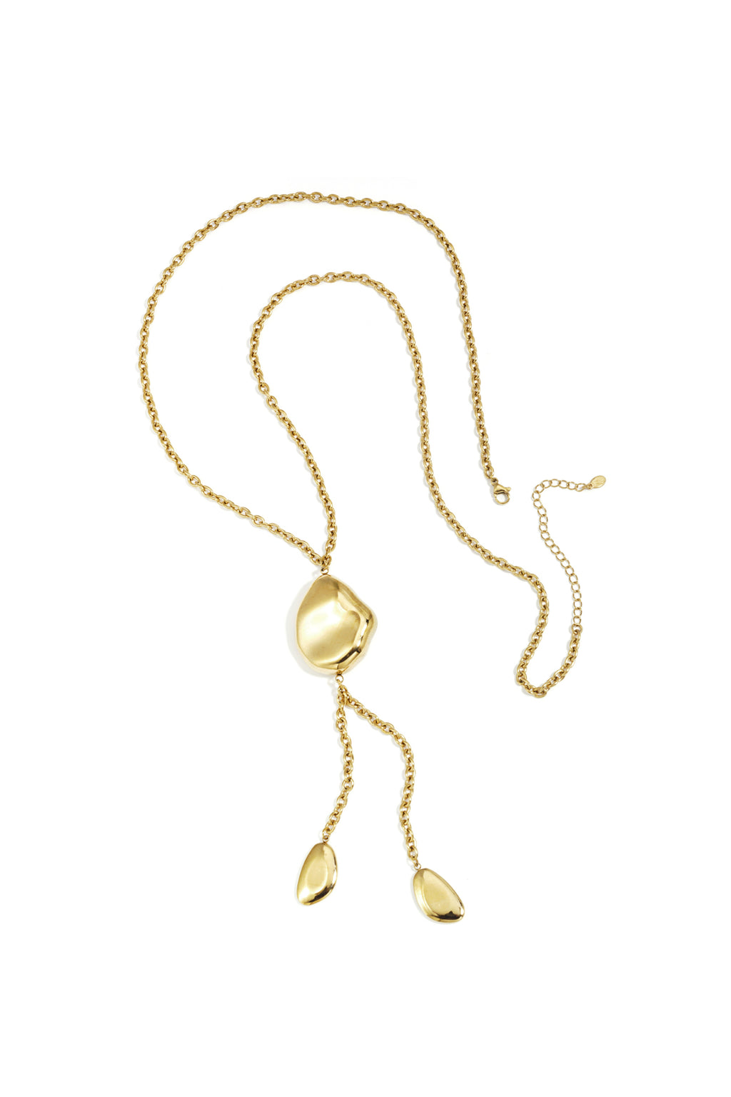 Irregular Shape Long Necklace – Gold-Plated Steel