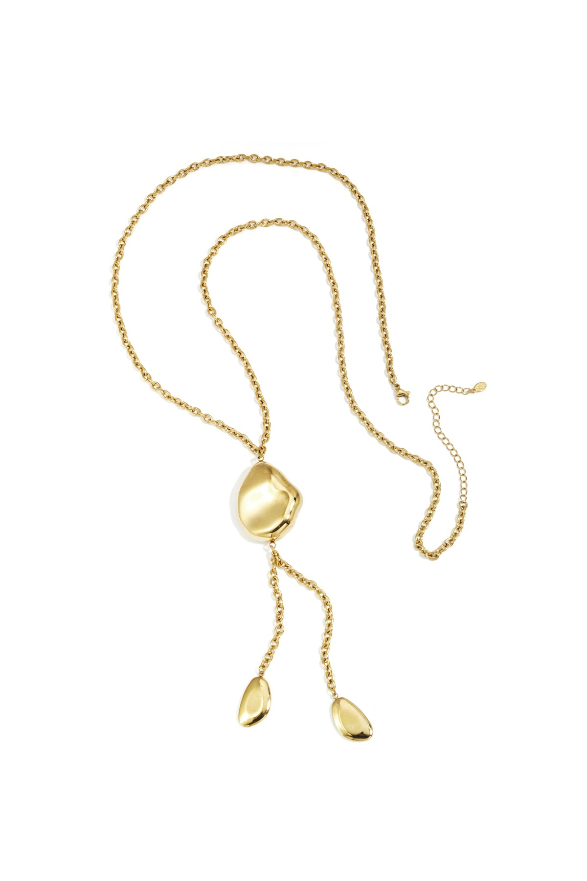 Irregular Shape Long Necklace – Gold-Plated Steel