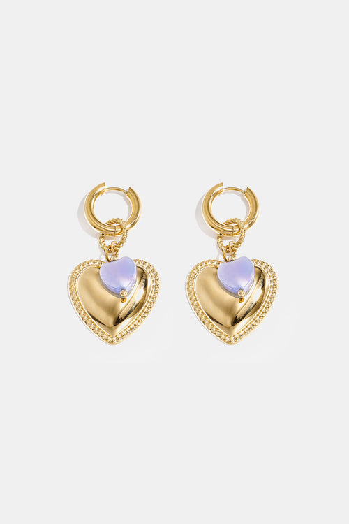 Elegant Rose Red & Baby Blue Heart Drop Earrings