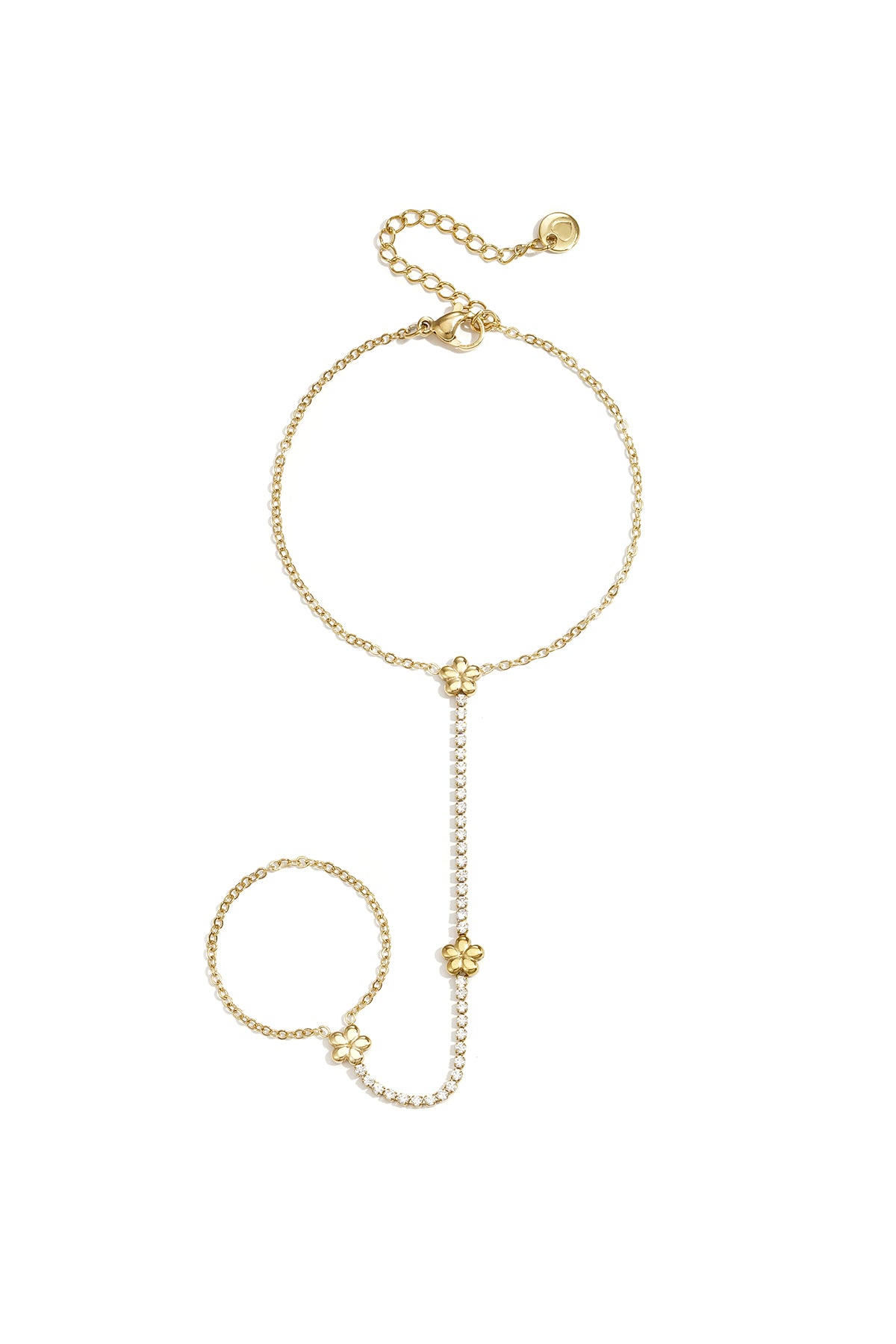 Tennis-style handchain with flowers