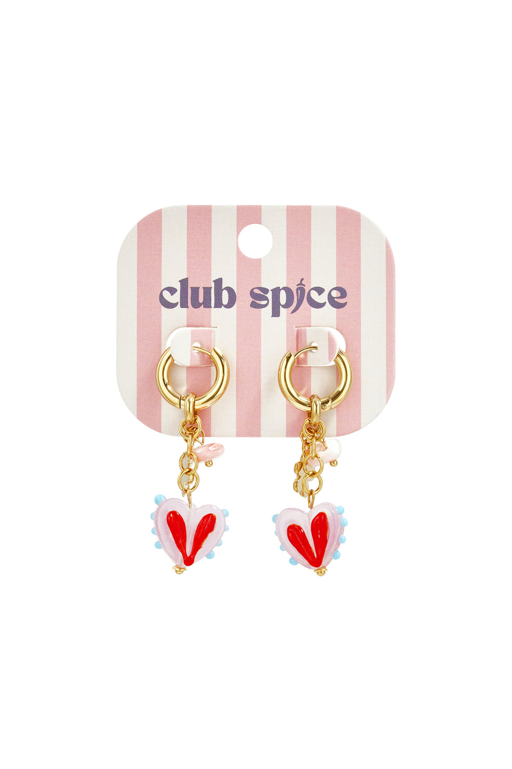 Earrings with colorful heart charms