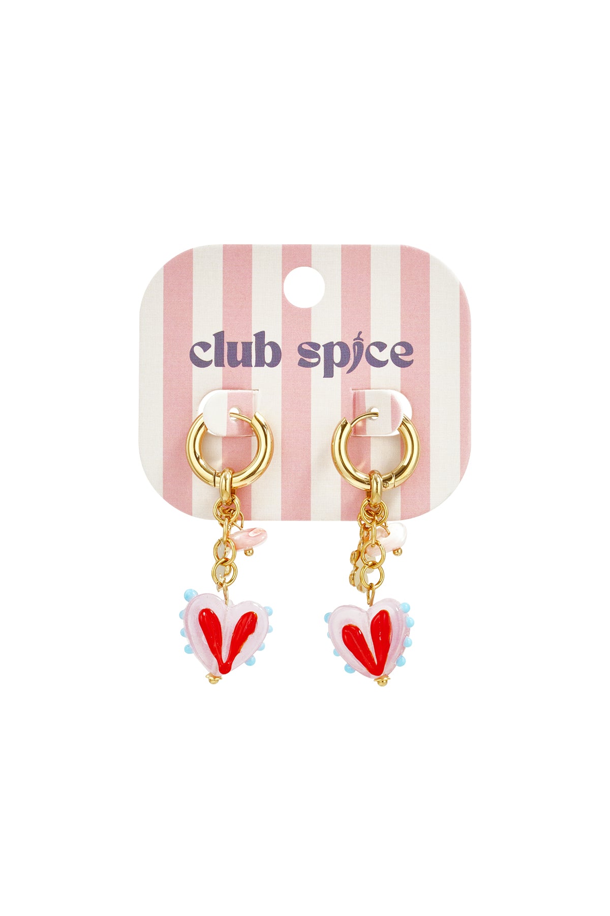 Earrings with colorful heart charms