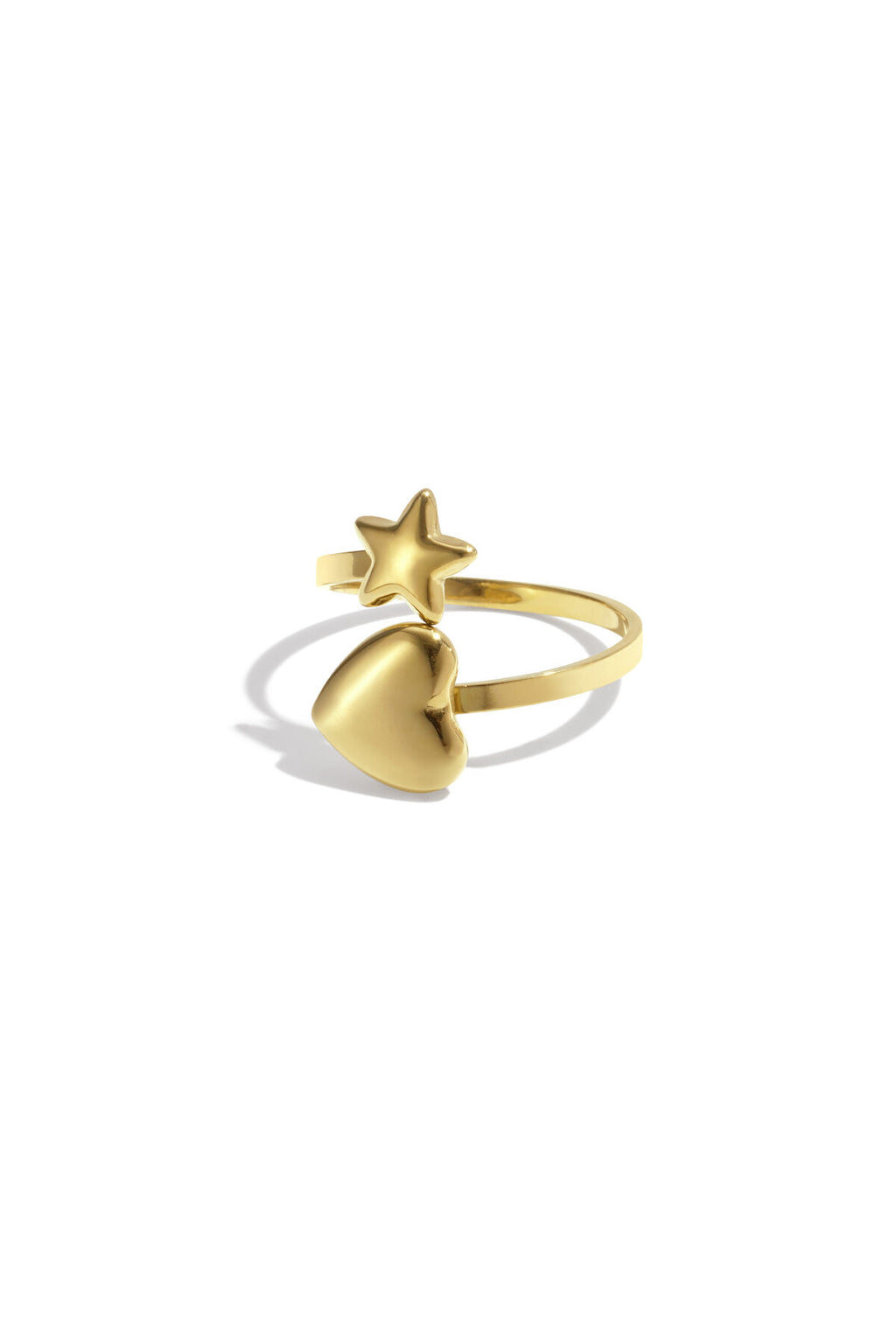 Elegant Adjustable Minimalist Heart & Star Ring