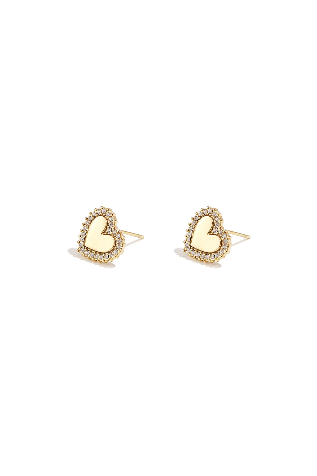 Heart-shaped stud earrings with set edges