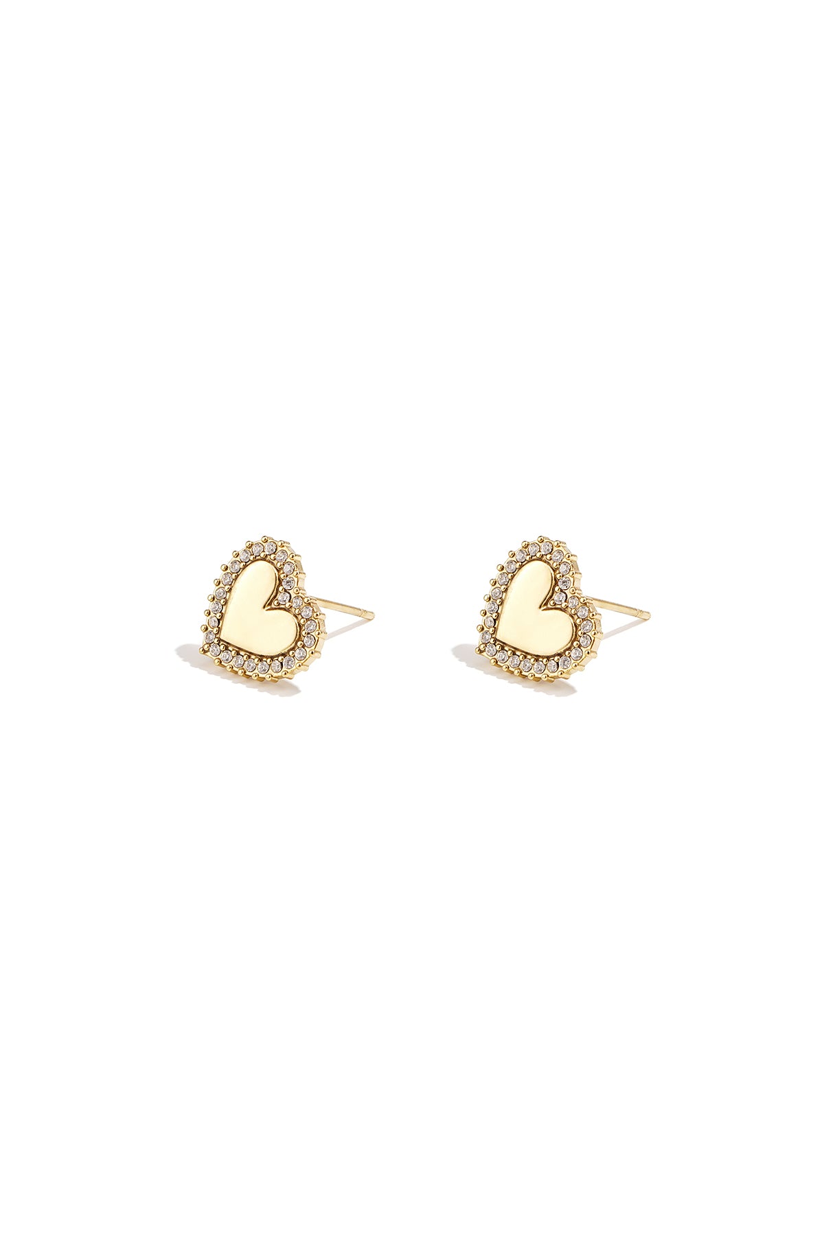 Heart-shaped stud earrings with set edges