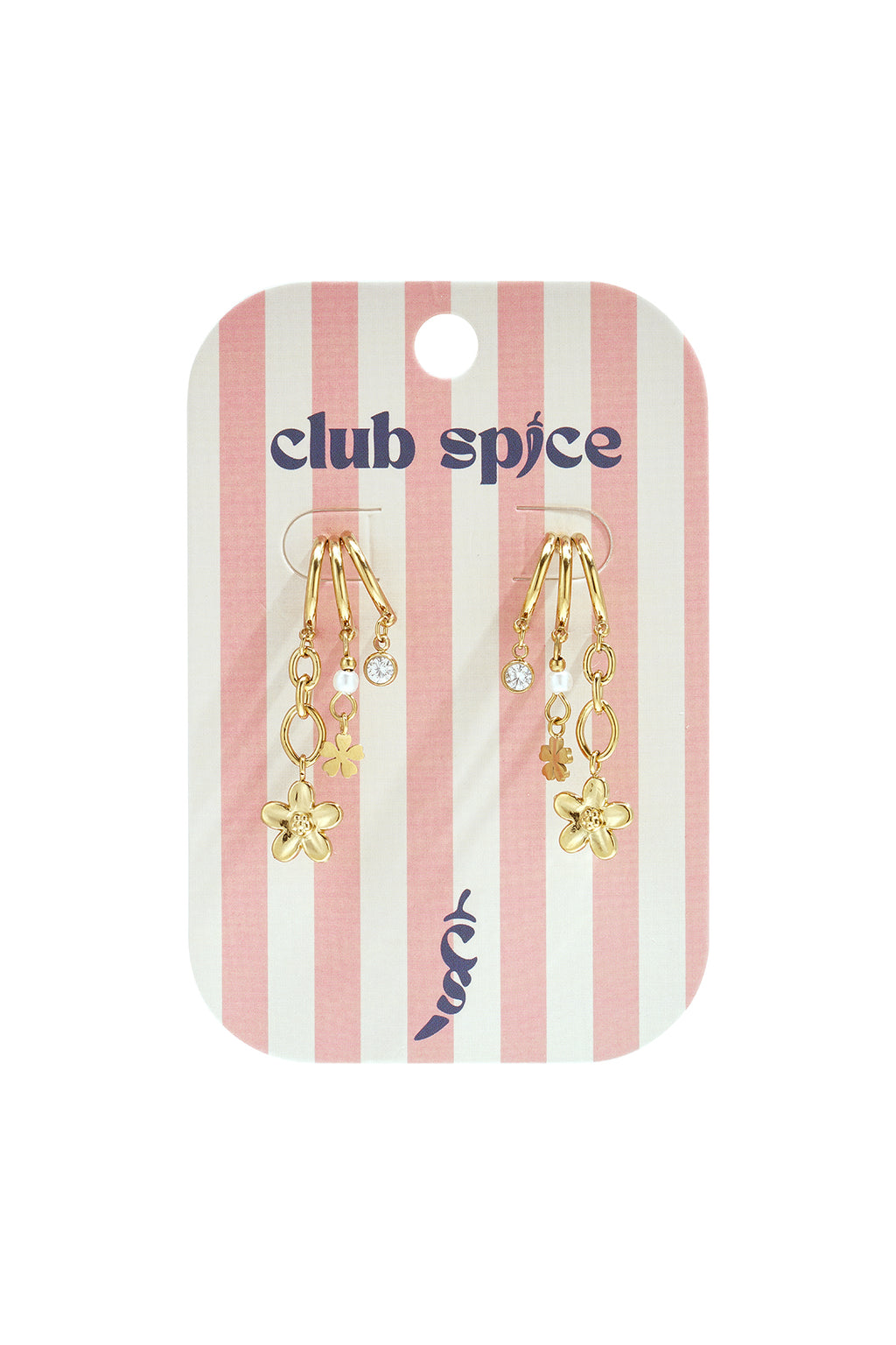 Triple earrings with floral pendants