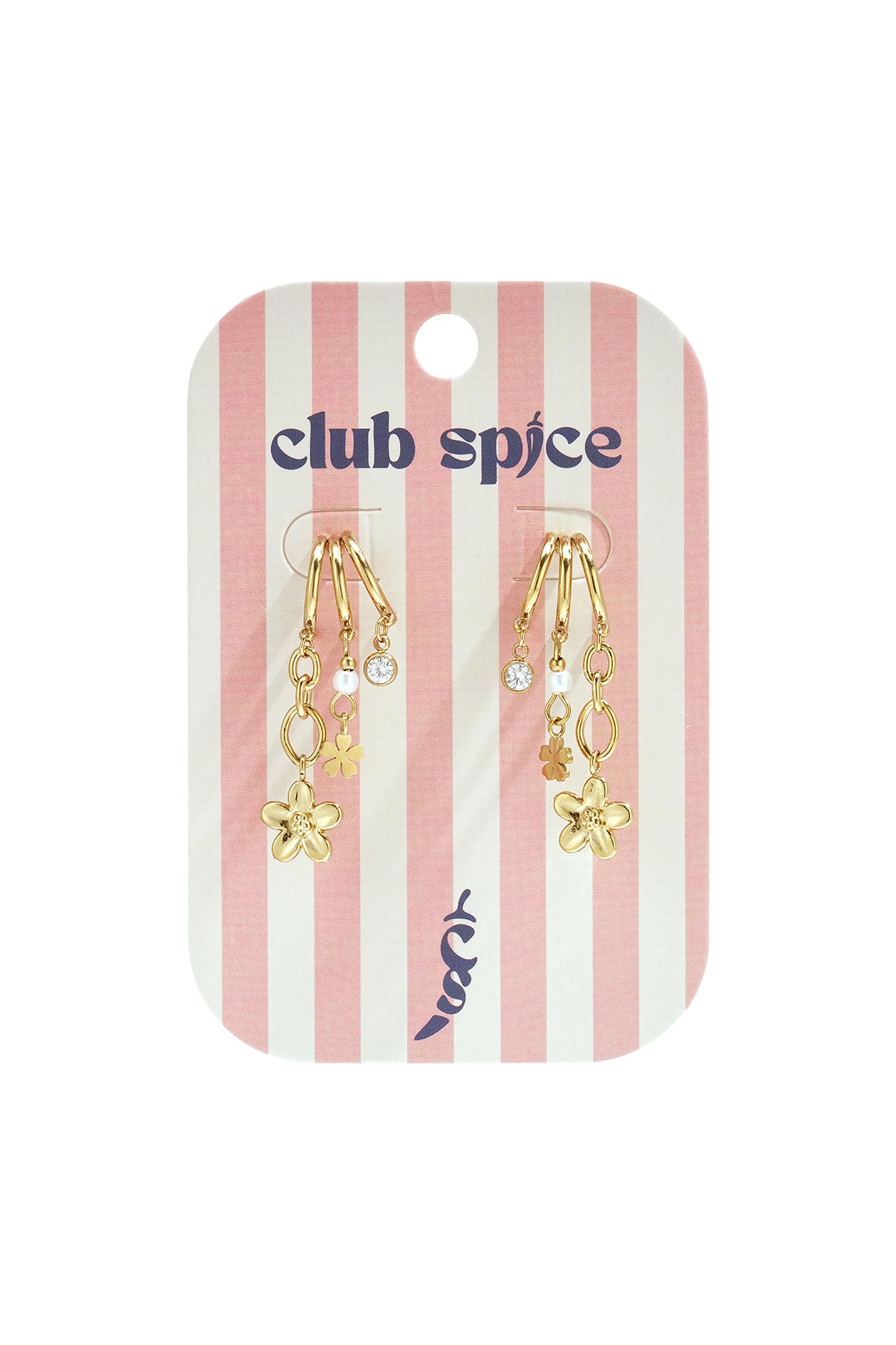 Triple earrings with floral pendants