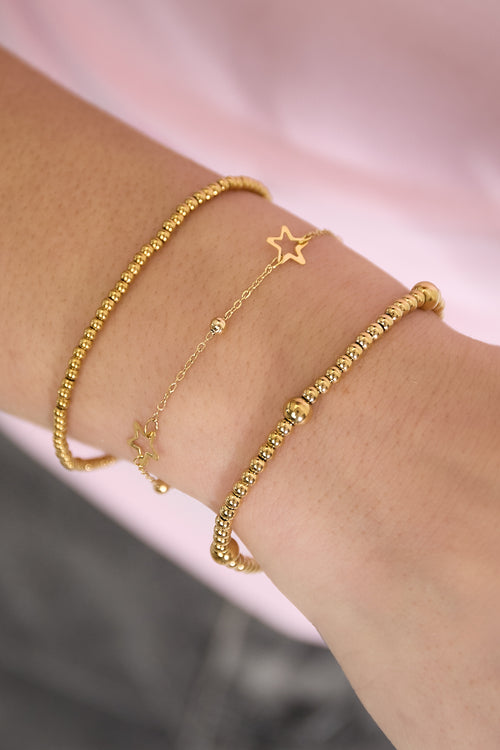 Bracelet Beady Gold Color Stainless Steel