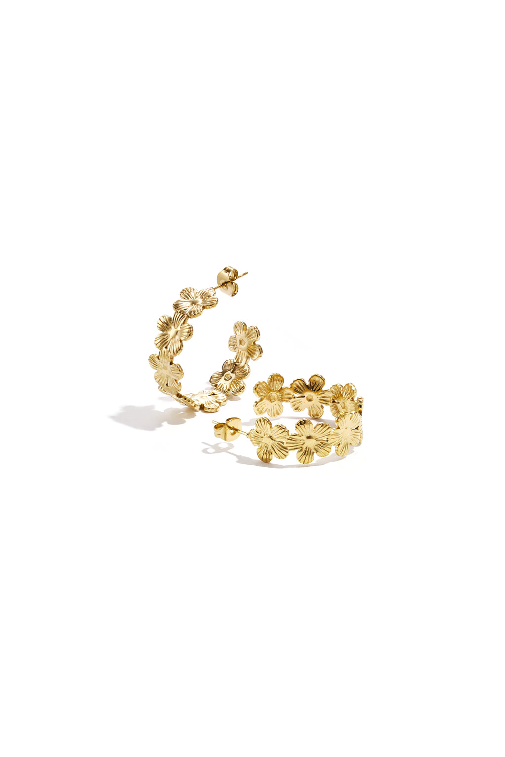 Flower Hoop Earrings – Gold-Plated Steel