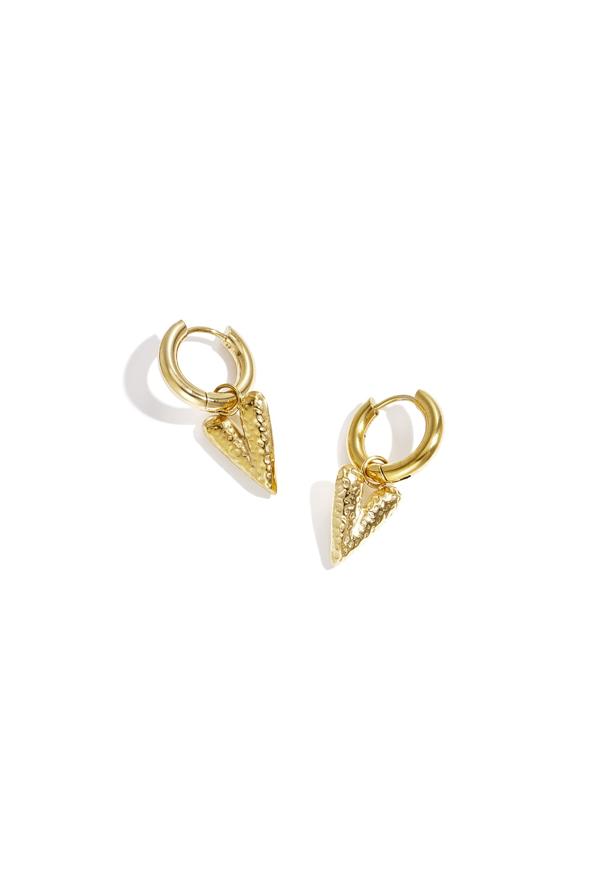 Heart Drop Earrings – Gold-Plated Steel