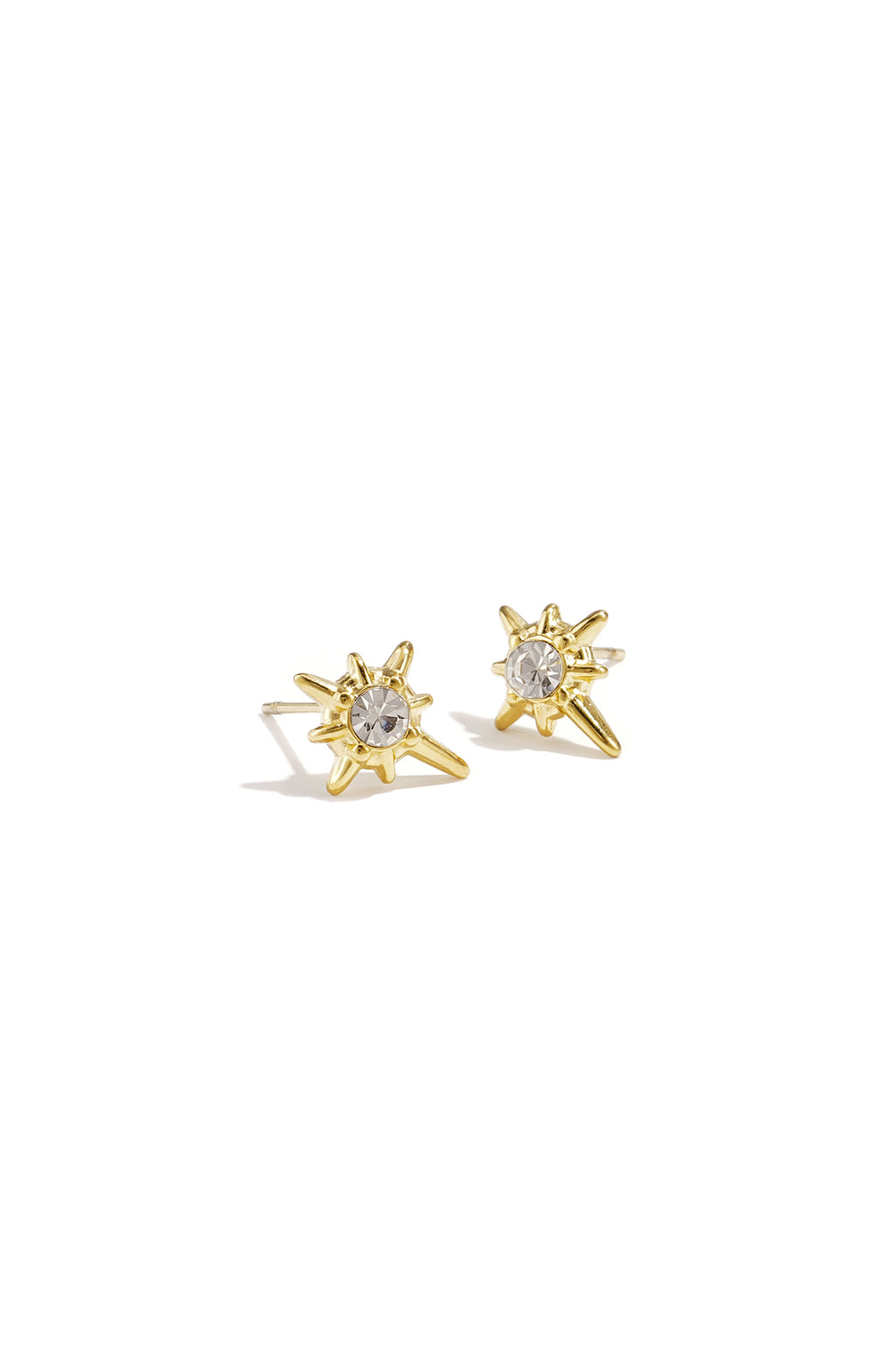 Star Stud Earrings – Gold-Plated Steel & Rhinestones