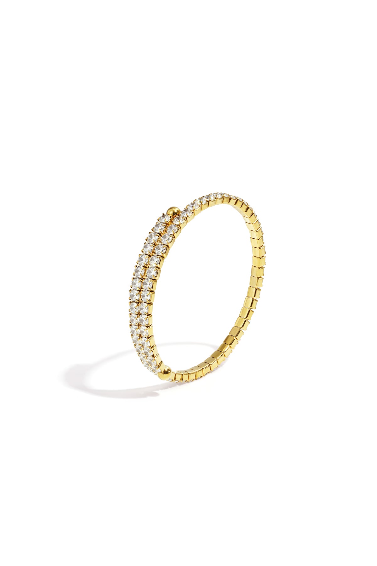 Circle Cuff Bracelet – Gold-Plated Steel & Rhinestones