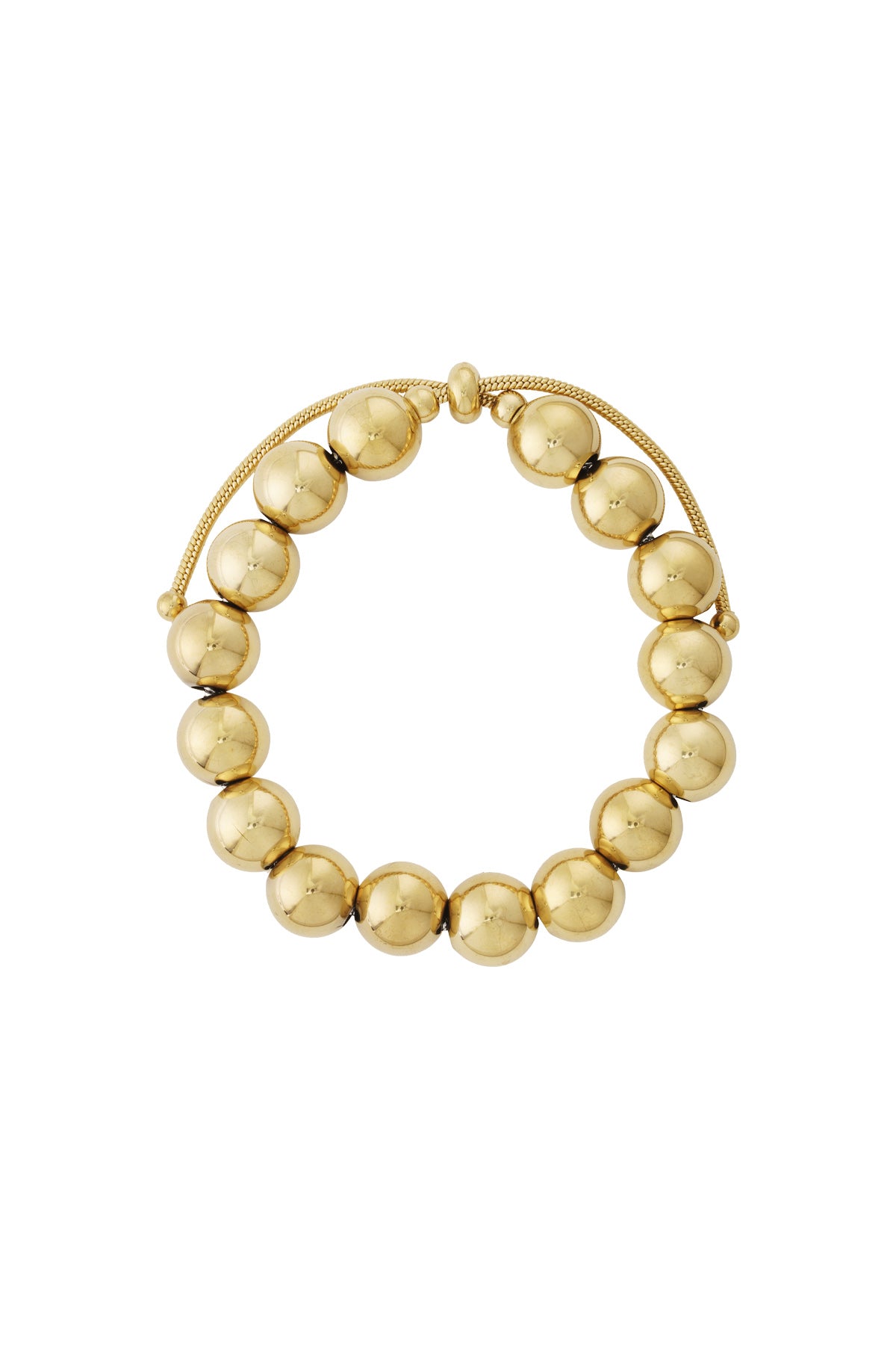 Statement Beaded Bracelet – Silver-Tone Steel